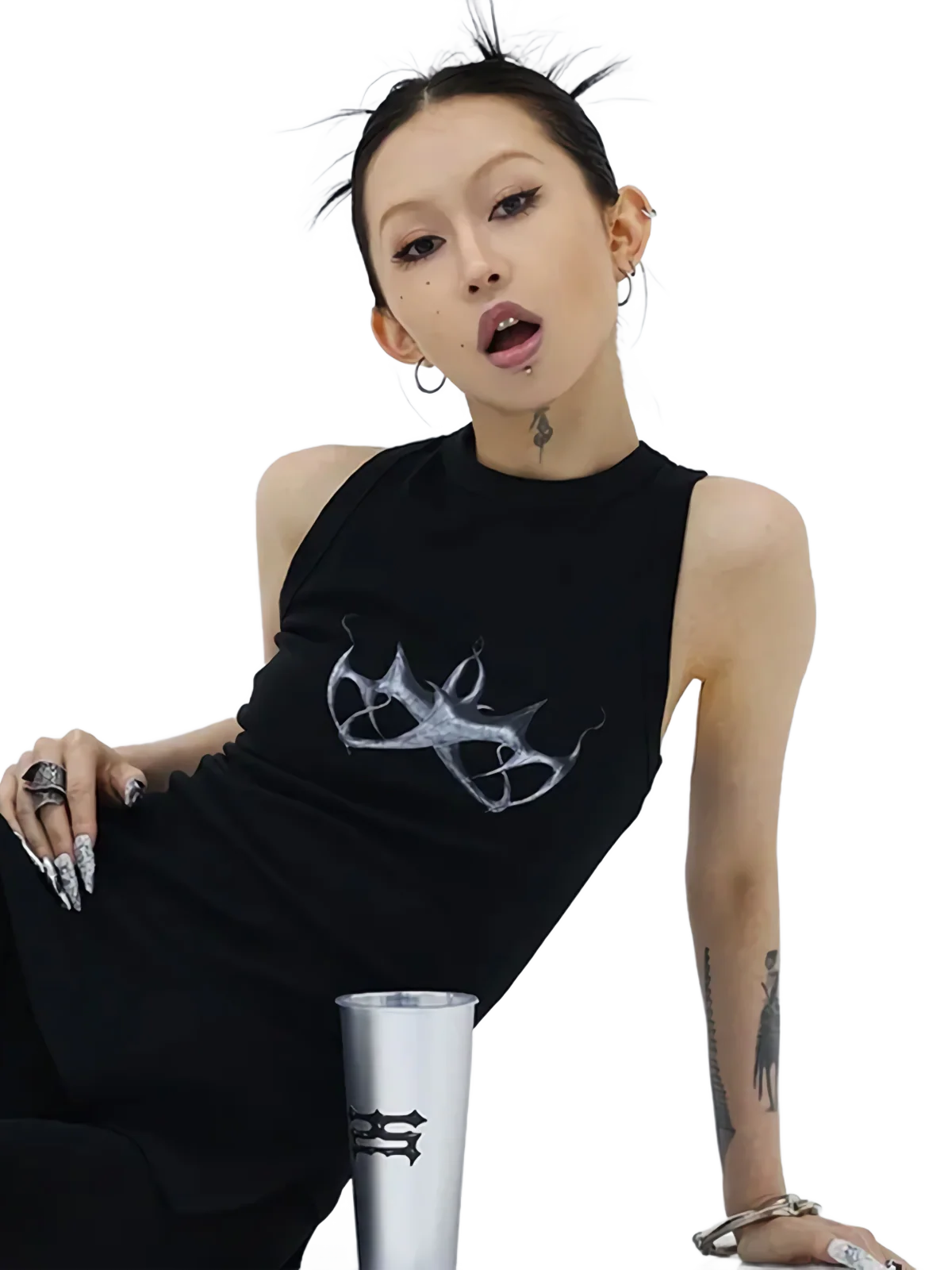 Irregular Cut Cyber Slit Tank Top
