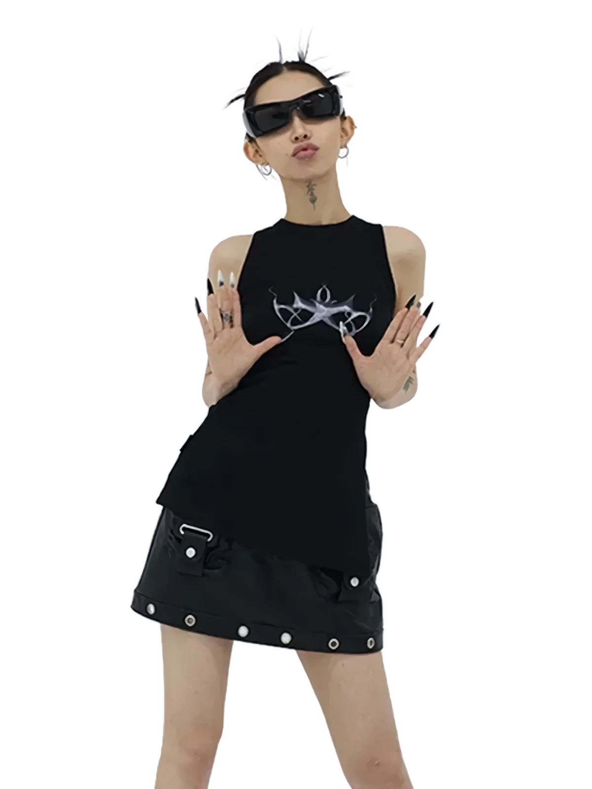 Irregular Cut Cyber Slit Tank Top - Image 2