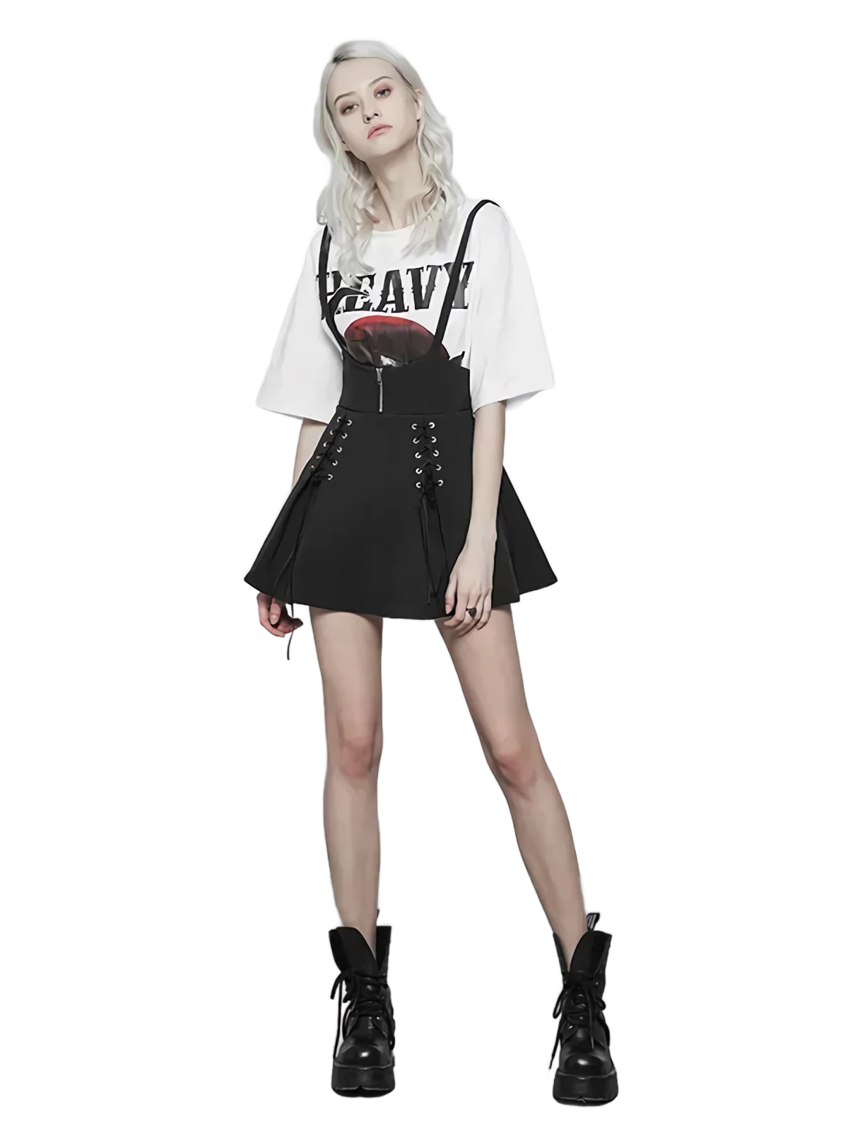 Lace-Up Suspender Mini Skirt - Image 4