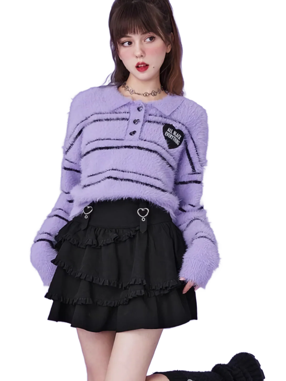 Layered Black Ruffle Mini Skirt