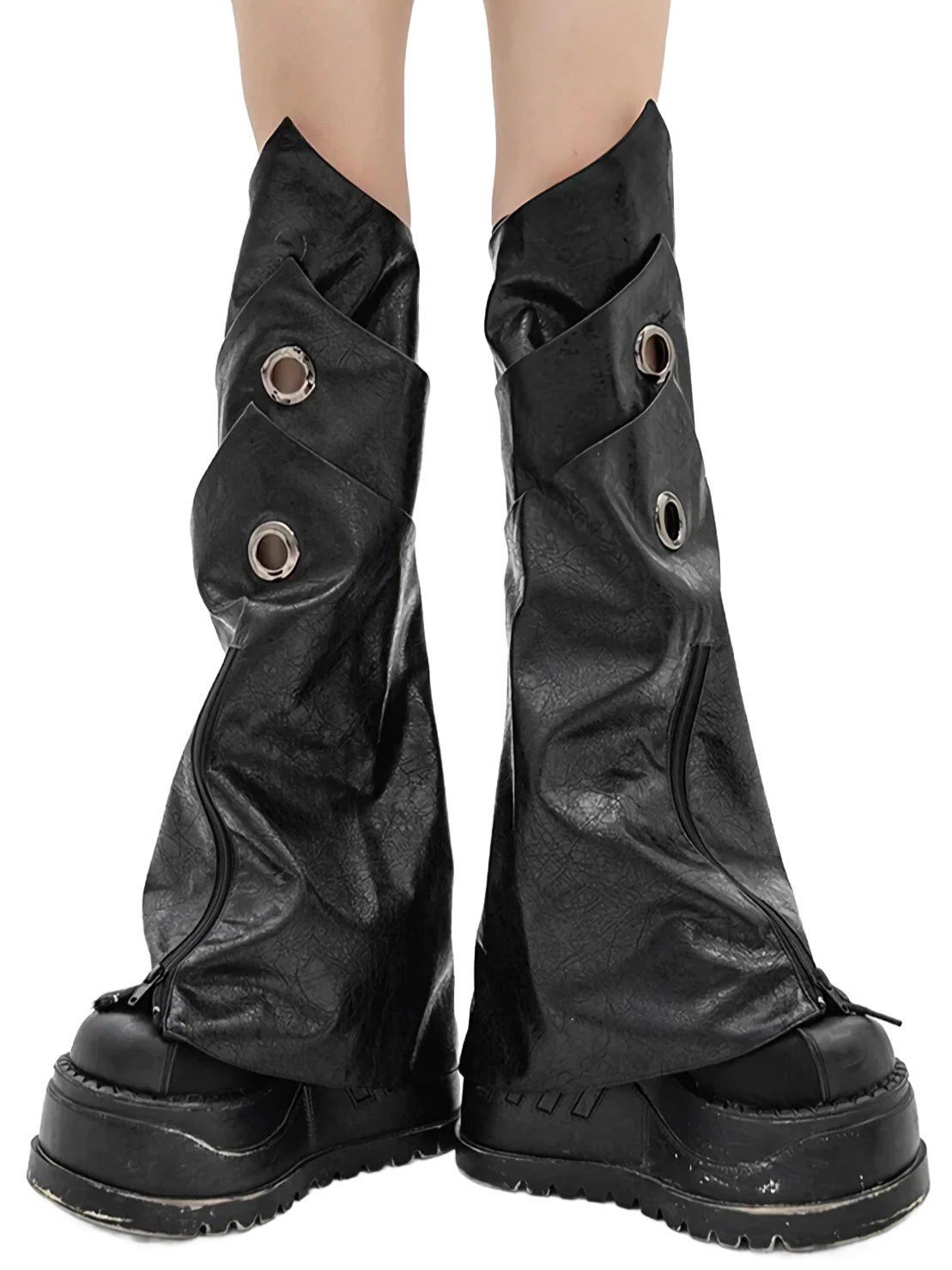 Layered Faux Leather Leg Covers - Image 2