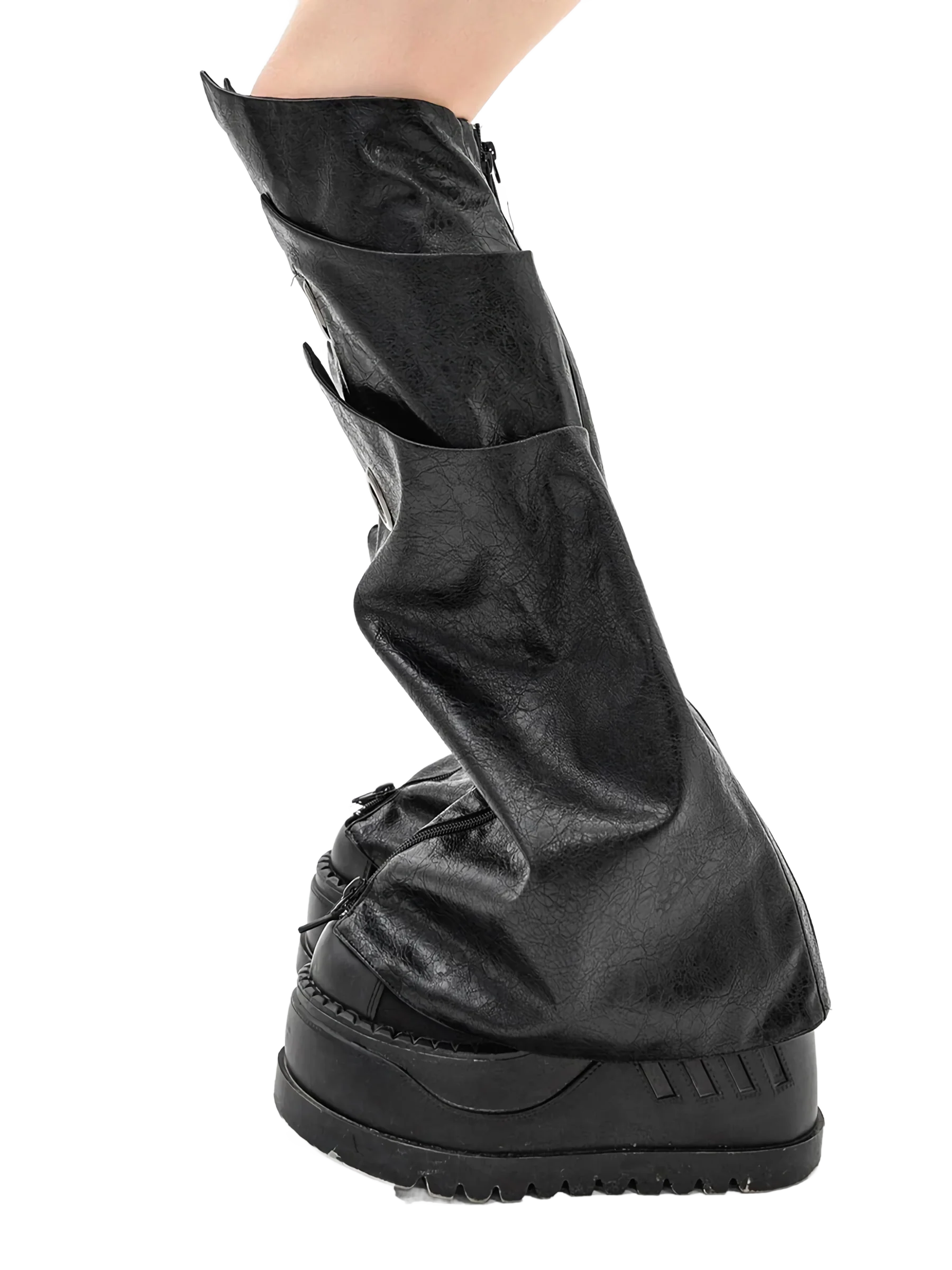 Layered Faux Leather Leg Covers - Image 5