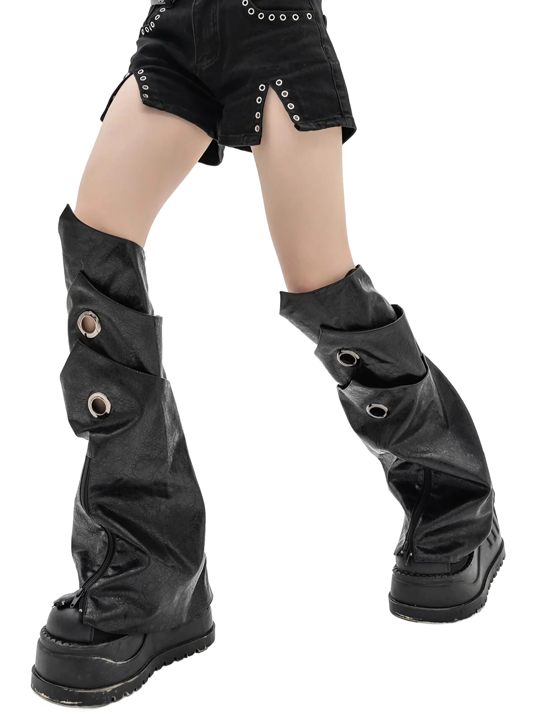 Layered Faux Leather Leg Covers - Image 6