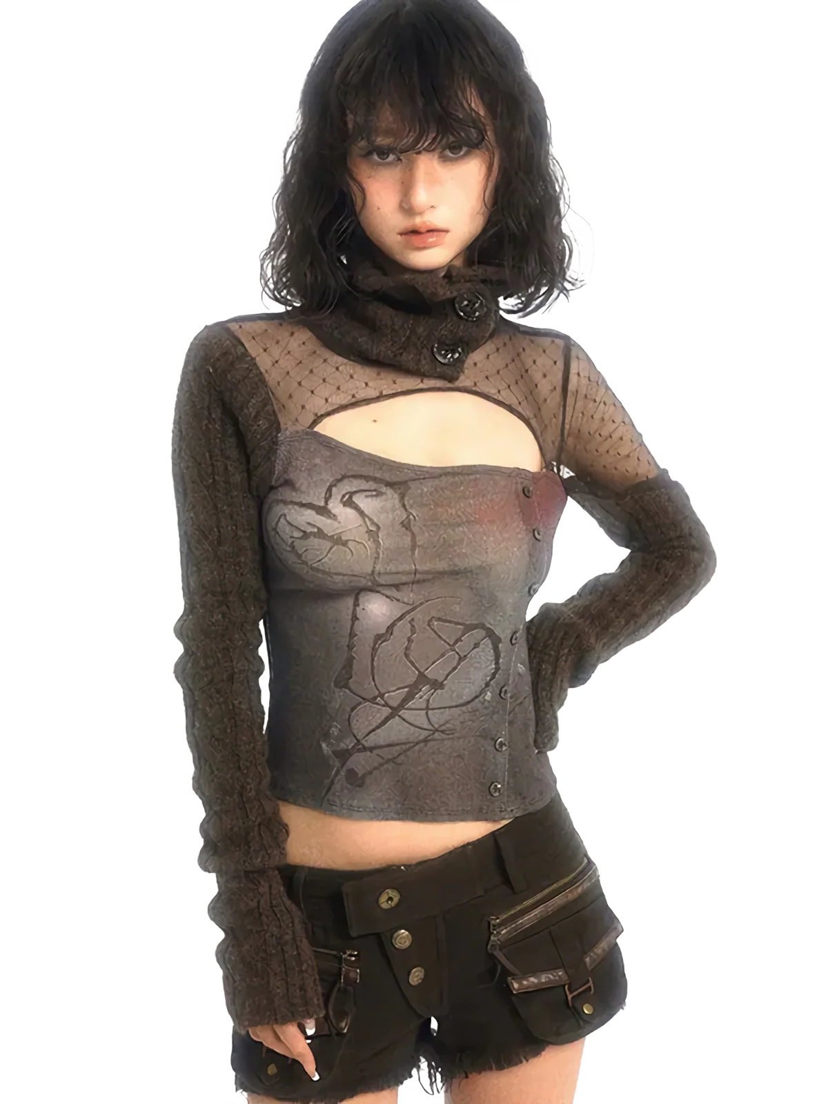 'League' Knit Patchwork Long Sleeve Top - Image 2