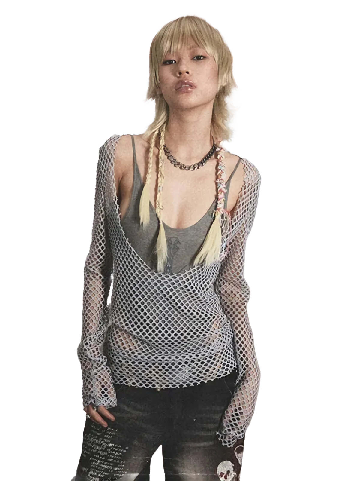 Loose Knit Mesh Long Sleeve Top