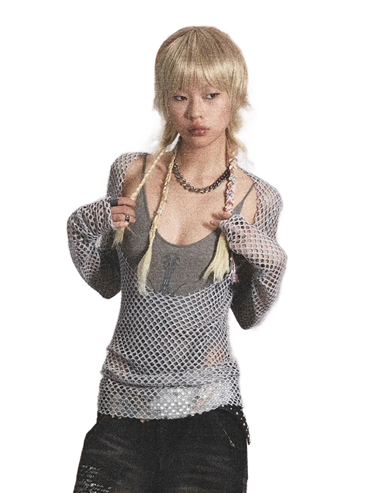 Loose Knit Mesh Long Sleeve Top - Image 2