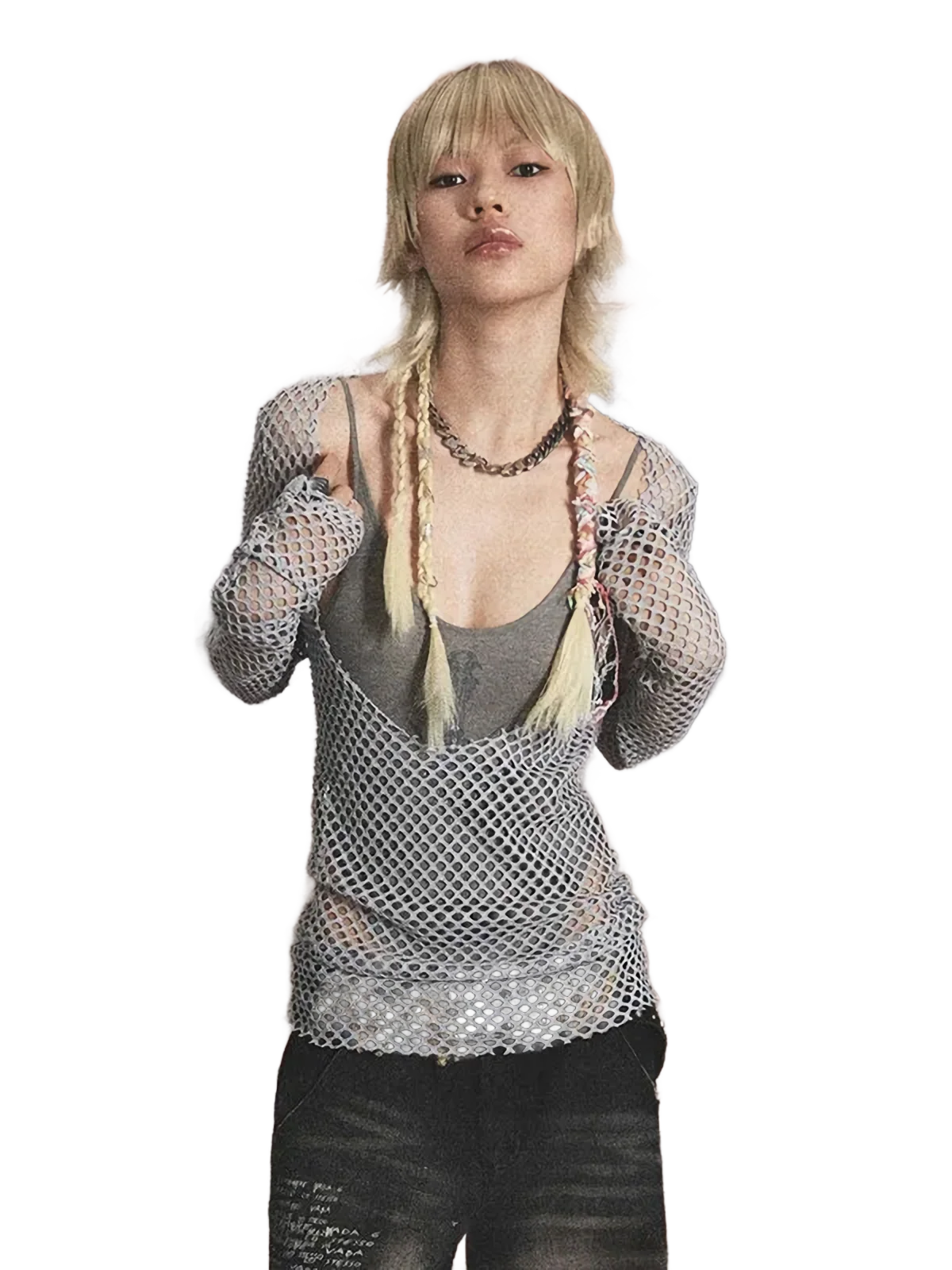 Loose Knit Mesh Long Sleeve Top - Image 4