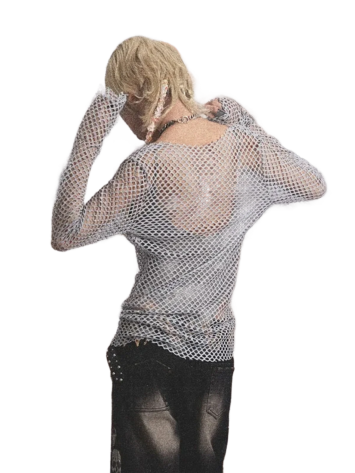 Loose Knit Mesh Long Sleeve Top - Image 6
