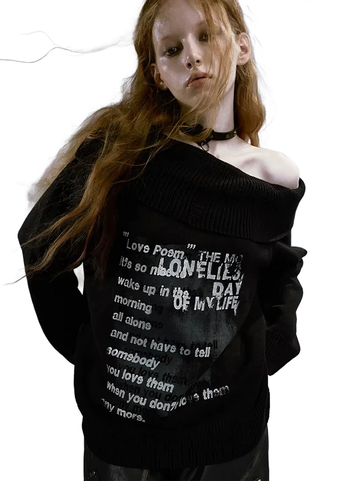 'Love Letter' Off-Shoulder Knit Sweater - Image 3