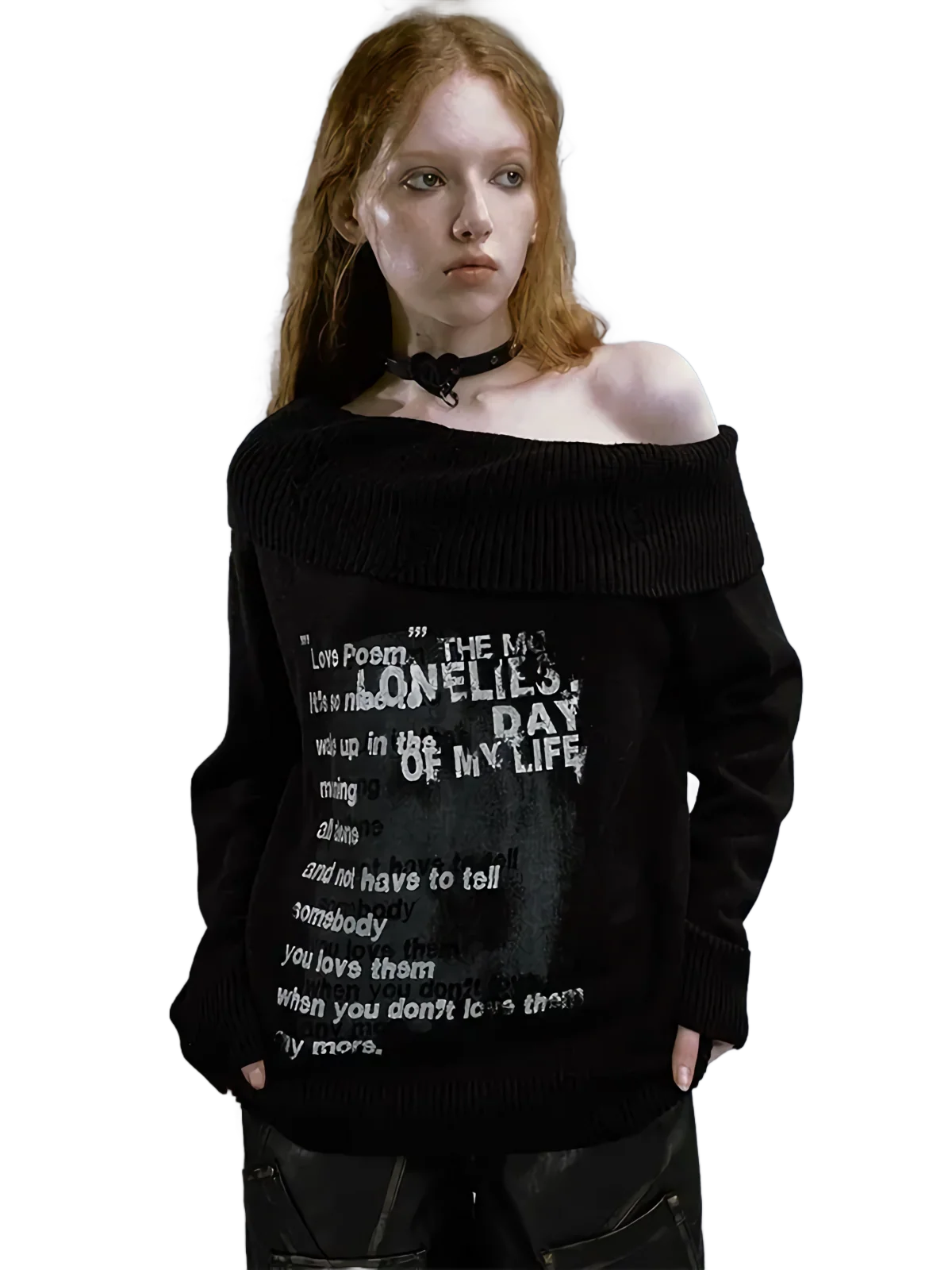 'Love Letter' Off-Shoulder Knit Sweater - Image 4