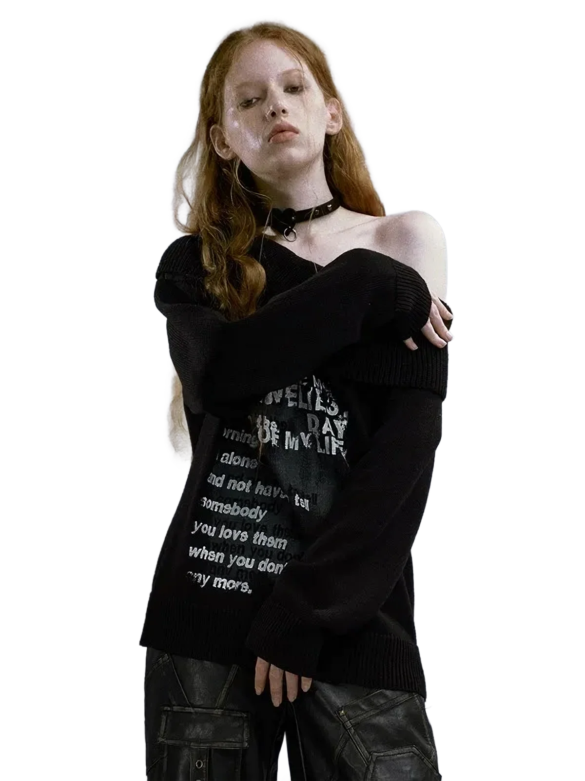 'Love Letter' Off-Shoulder Knit Sweater - Image 5