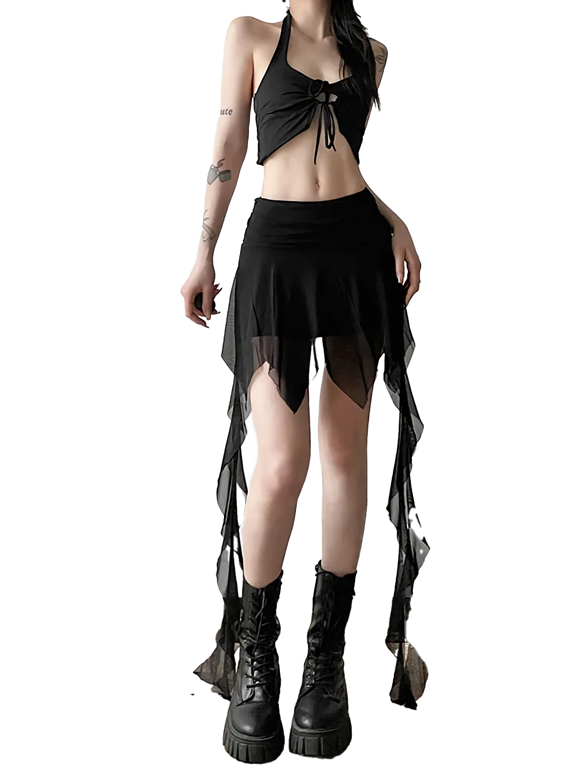 Midnight Enigma Mesh Mini Skirt - Image 3