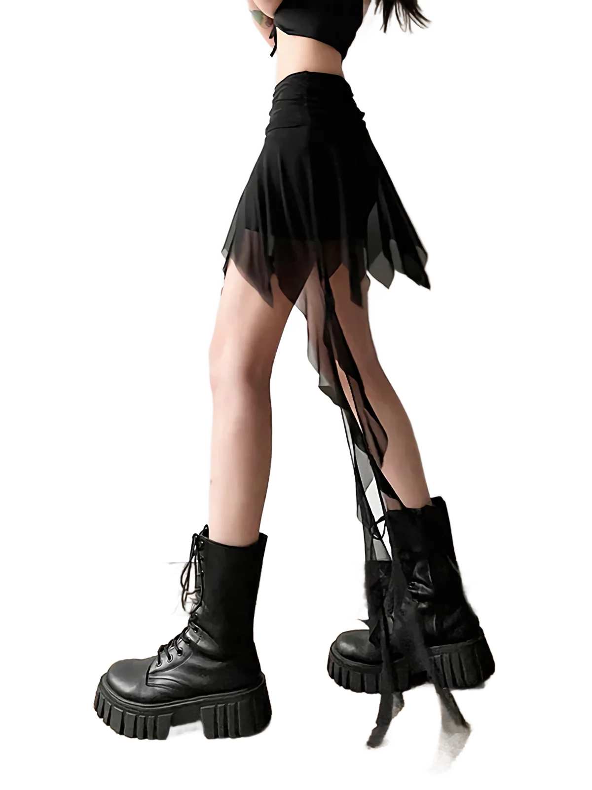 Midnight Enigma Mesh Mini Skirt - Image 5