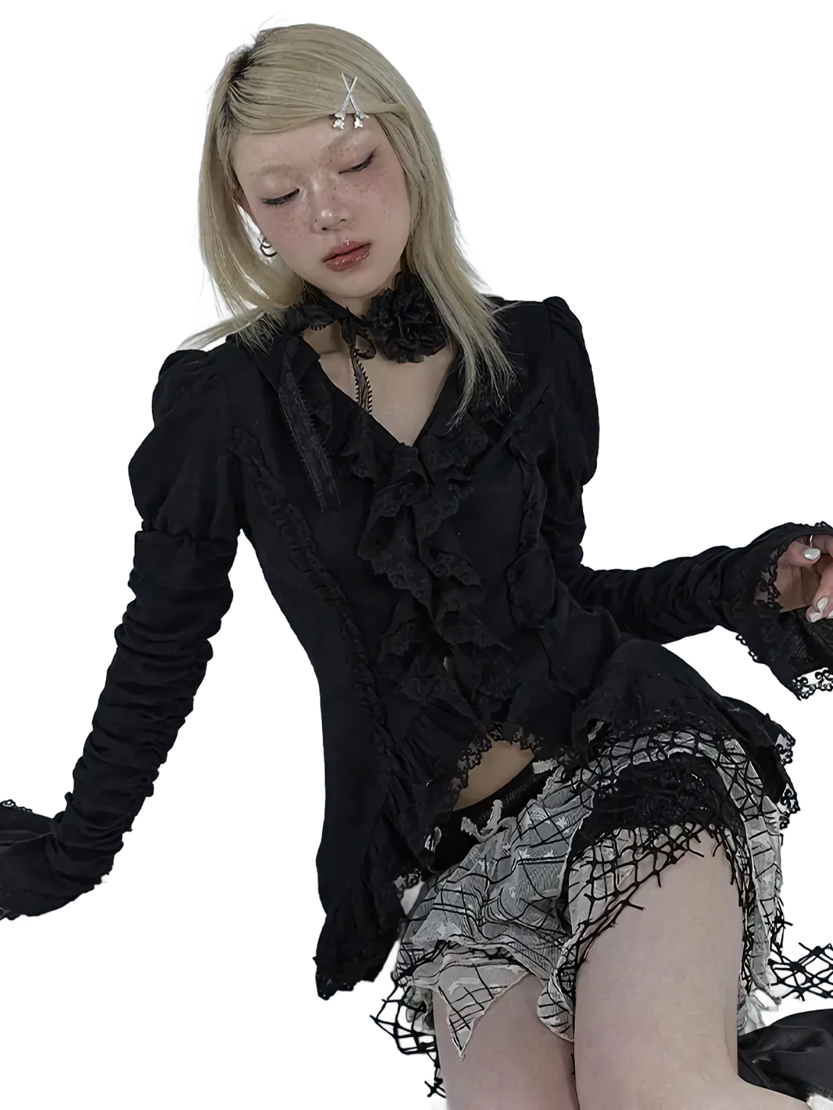 'Midnight' Gothic Lace Blouse - Image 2