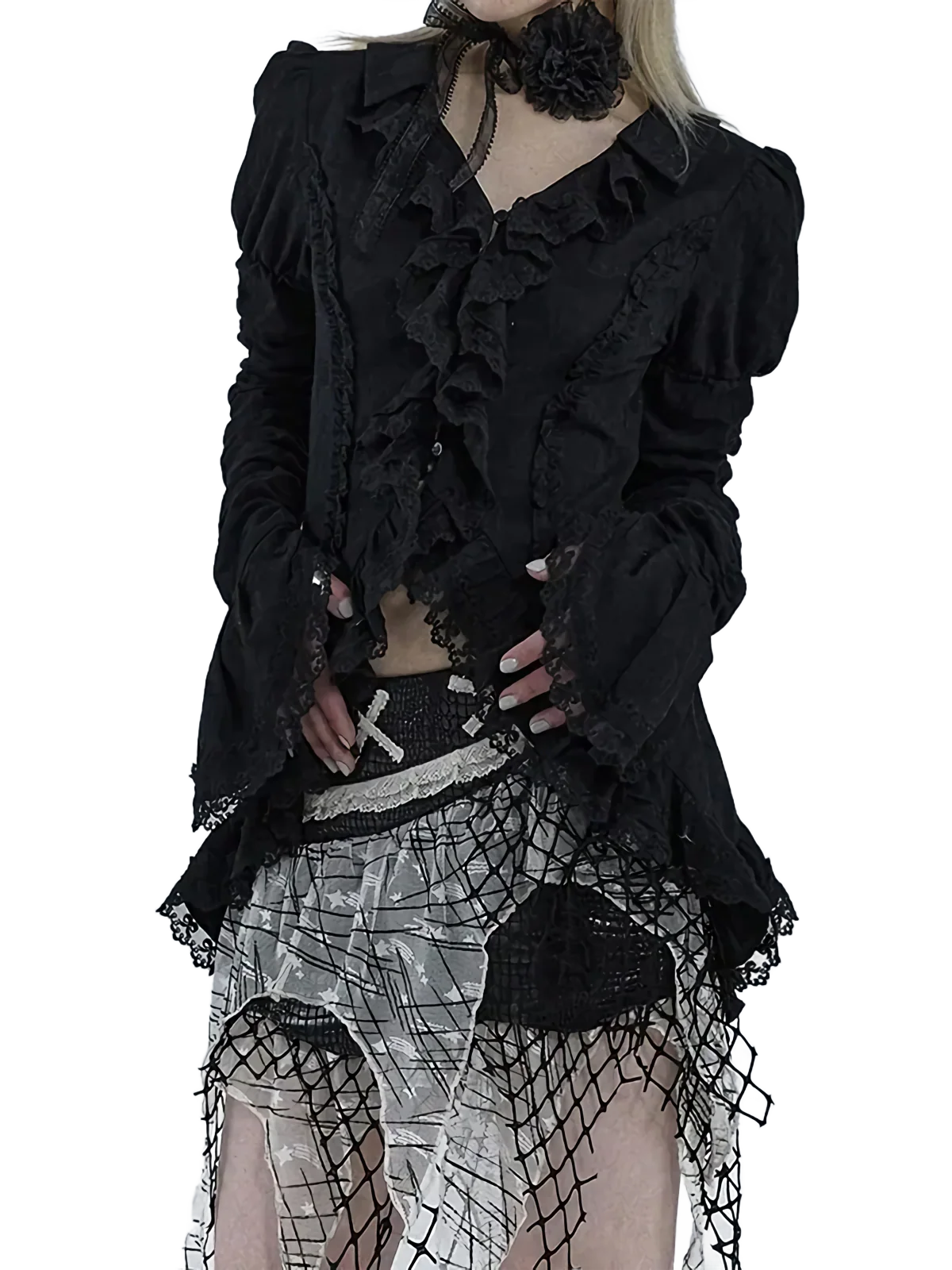 'Midnight' Gothic Lace Blouse - Image 3