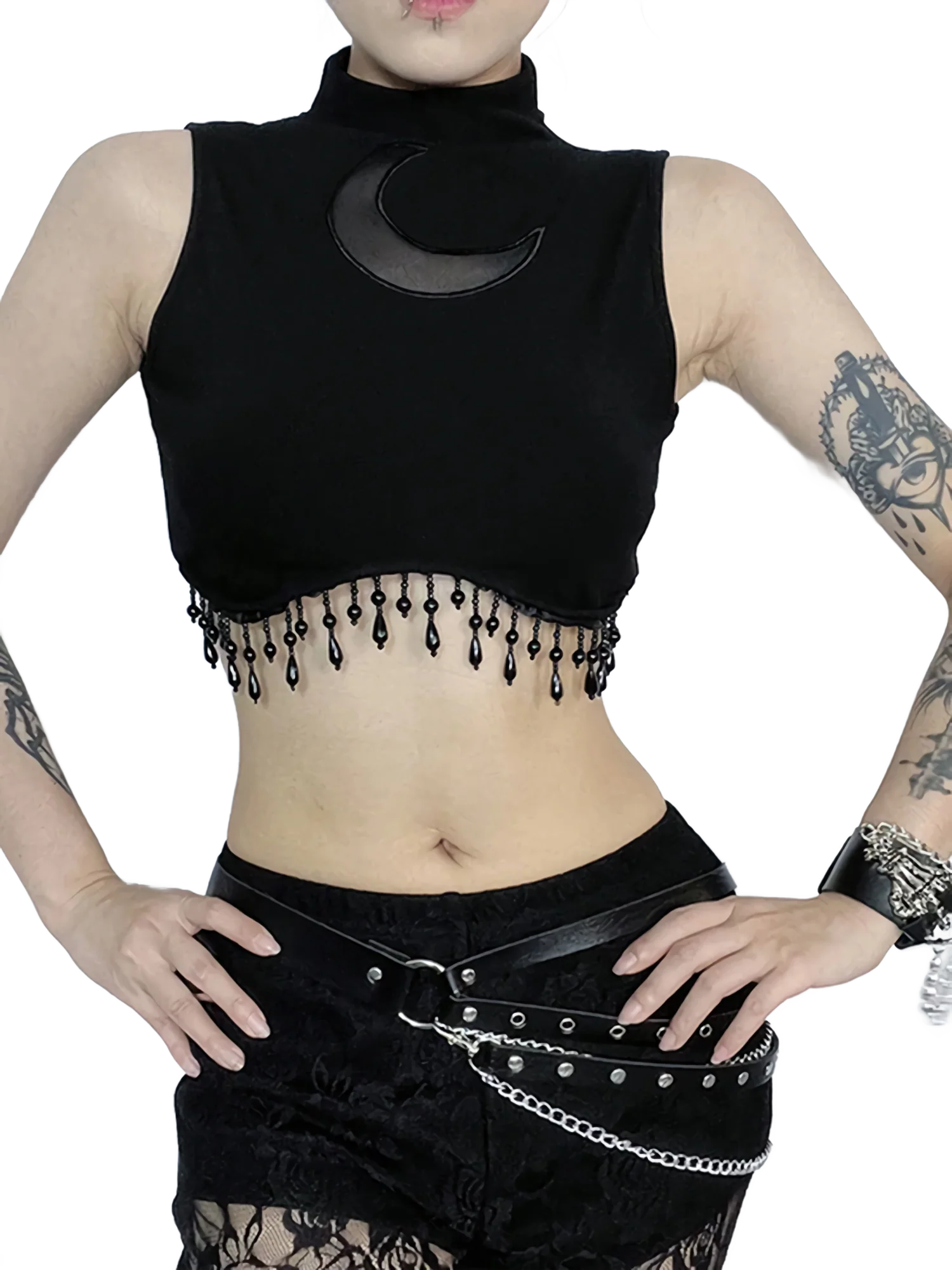 'Midnight Moon' Tassel Crop Top