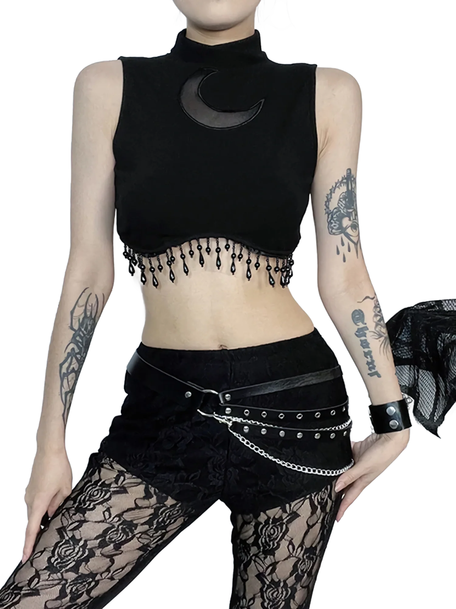 'Midnight Moon' Tassel Crop Top - Image 2