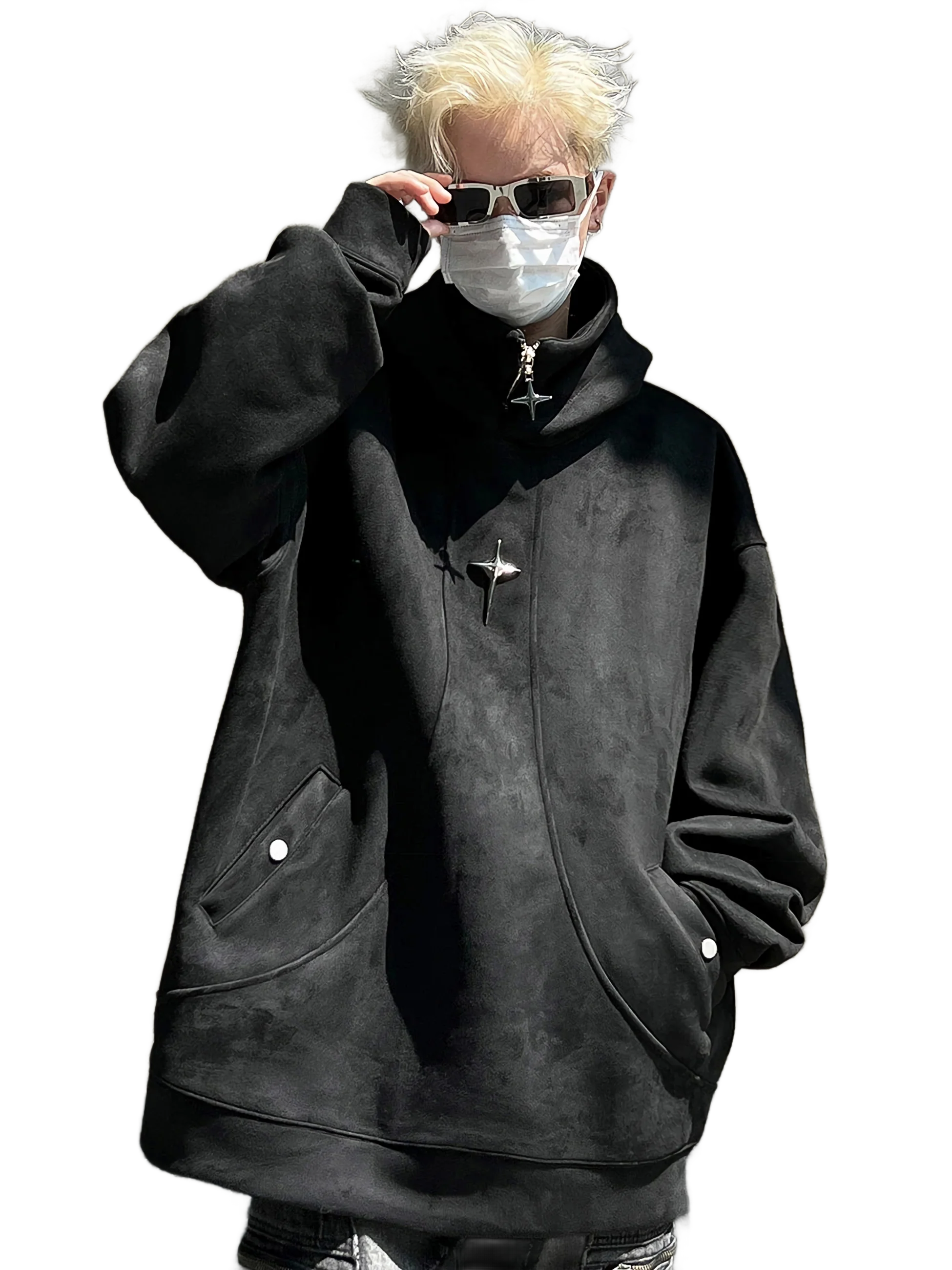 Midnight Star Suede Quarter Zip Hoodie