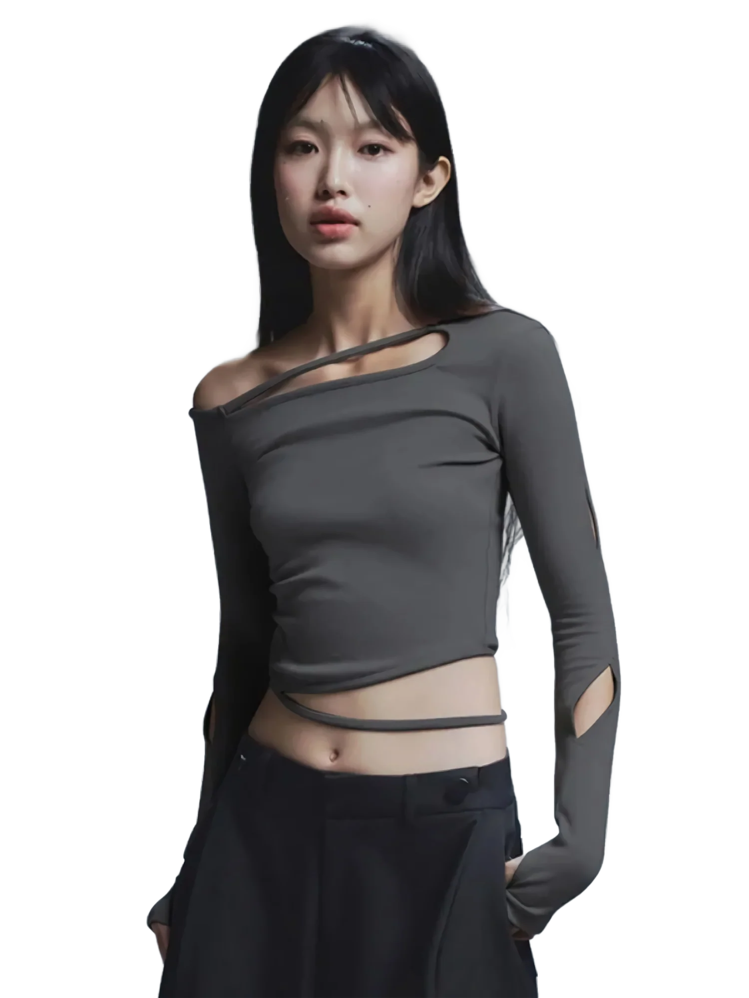 Minimalist Long Sleeve Crop Top - Image 2