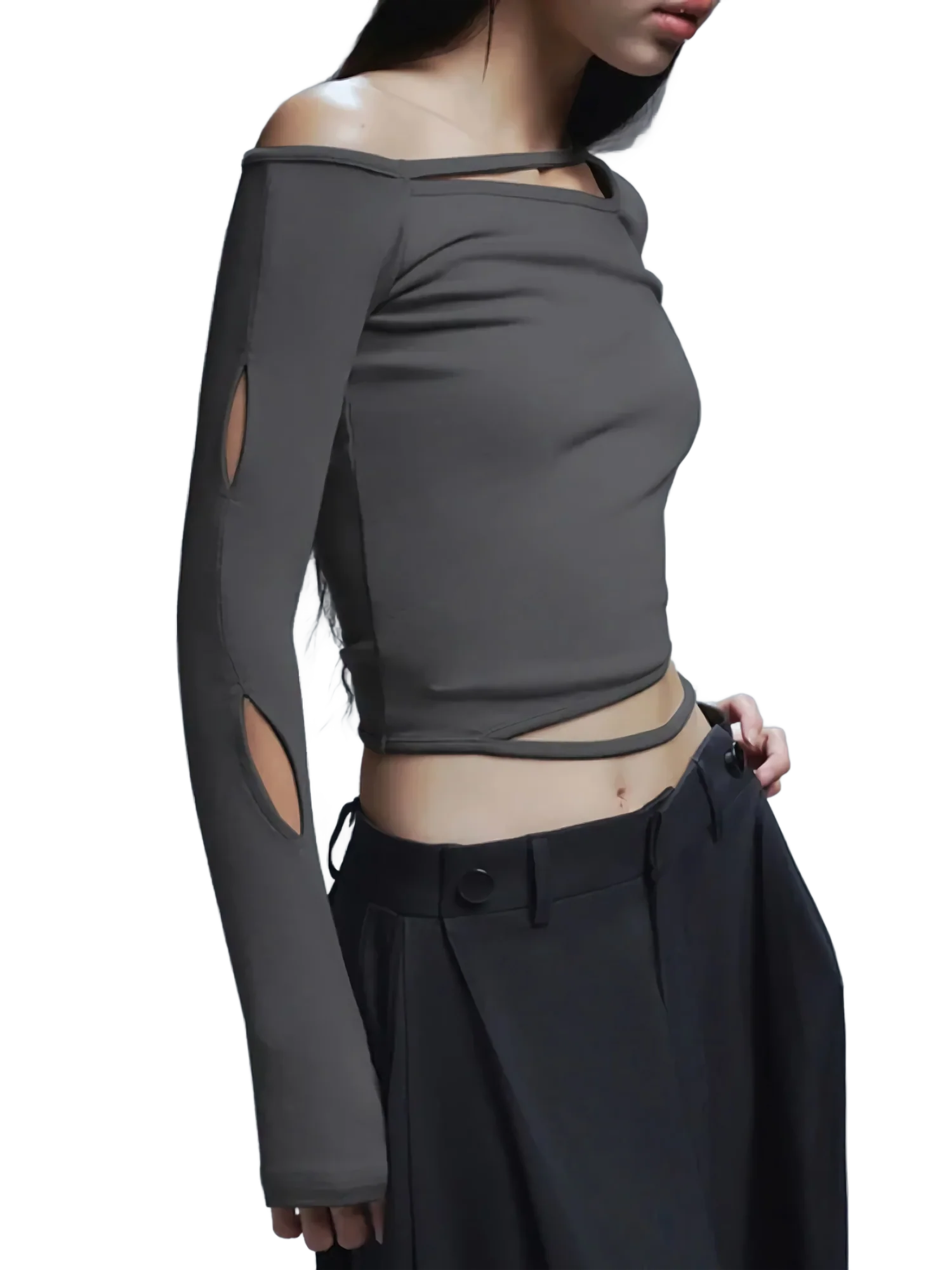 Minimalist Long Sleeve Crop Top - Image 3