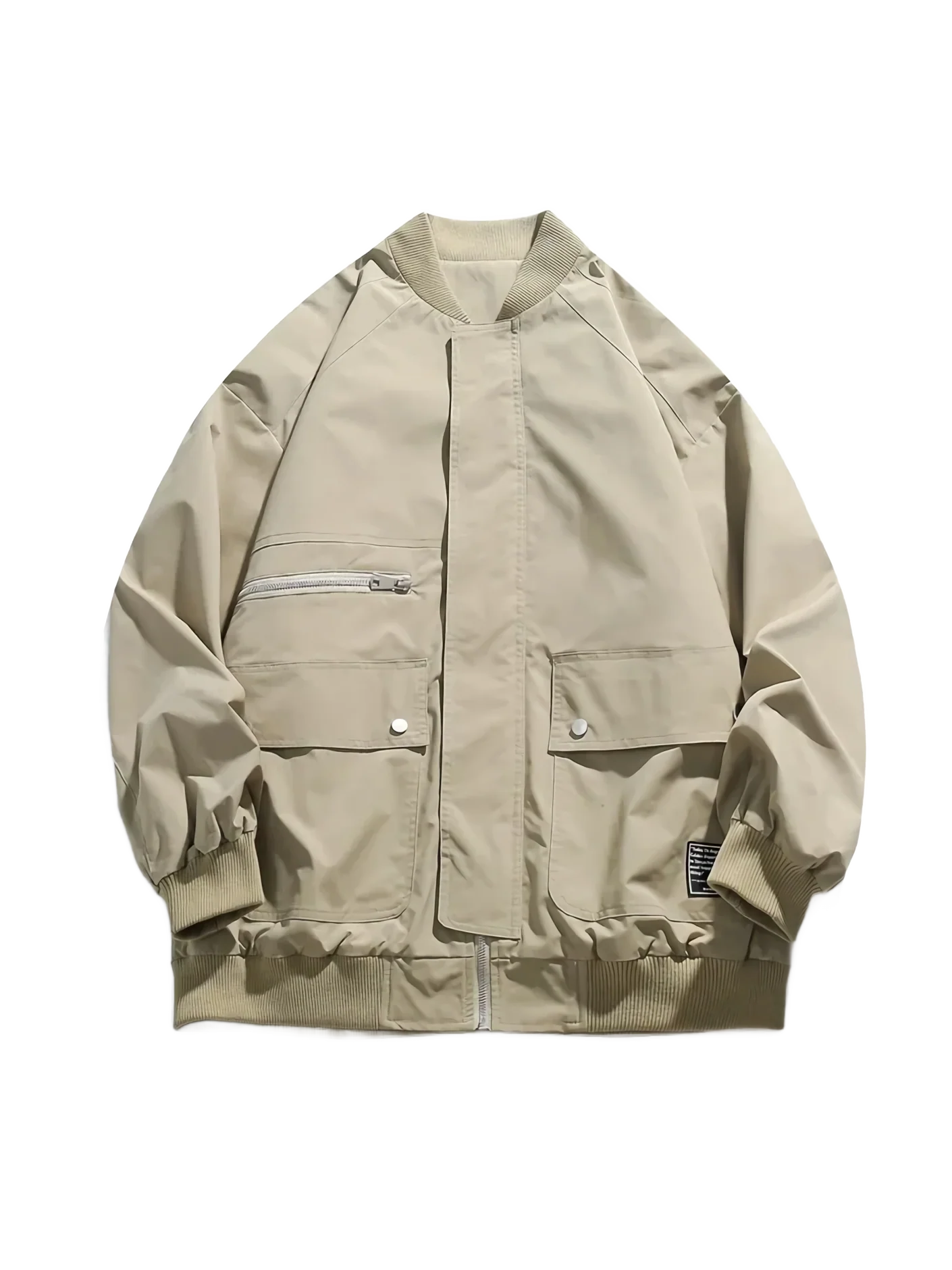 Minimalist Neutral Tone Bomber Jacket - Image 5