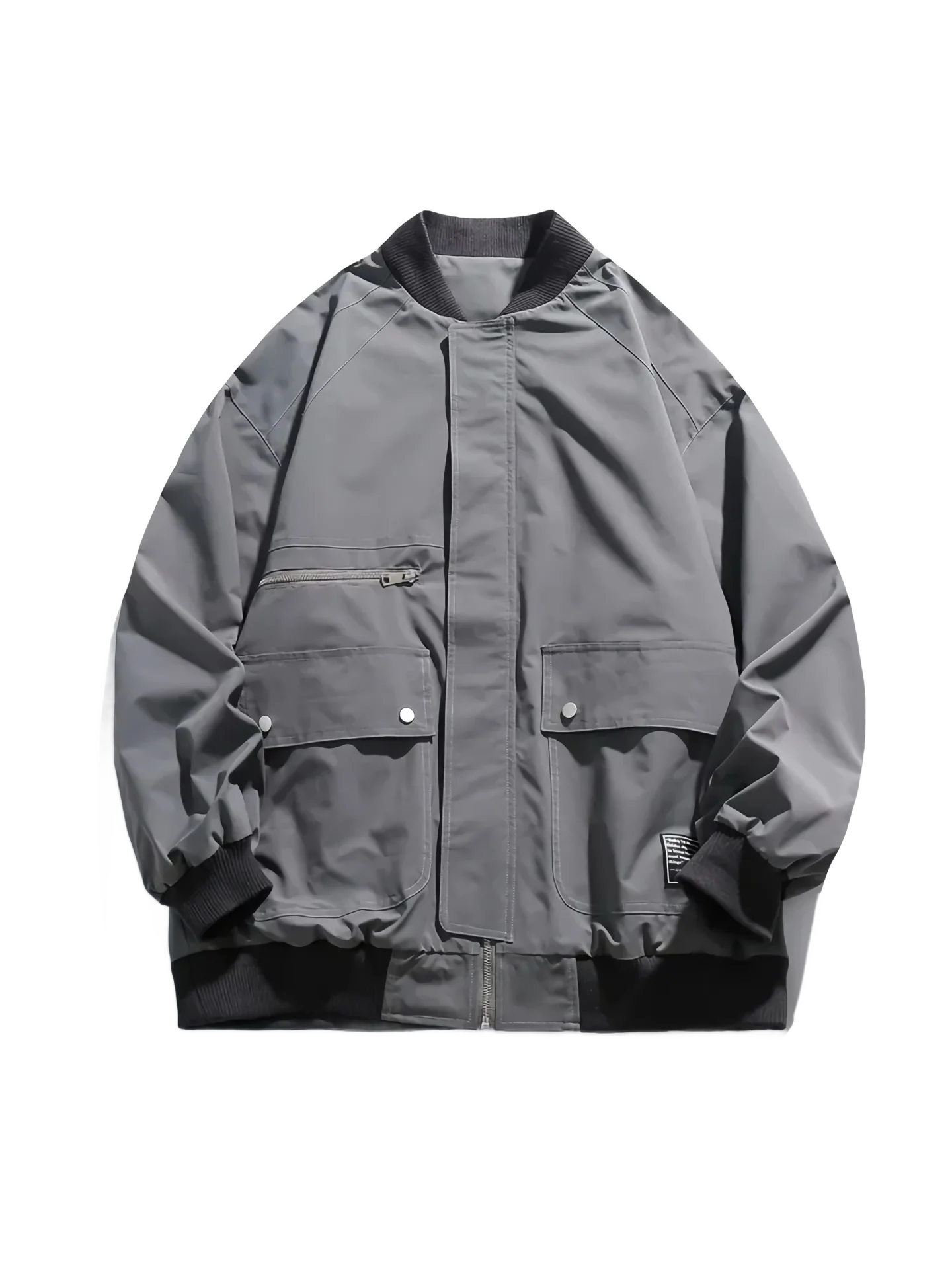 Minimalist Neutral Tone Bomber Jacket - Image 6