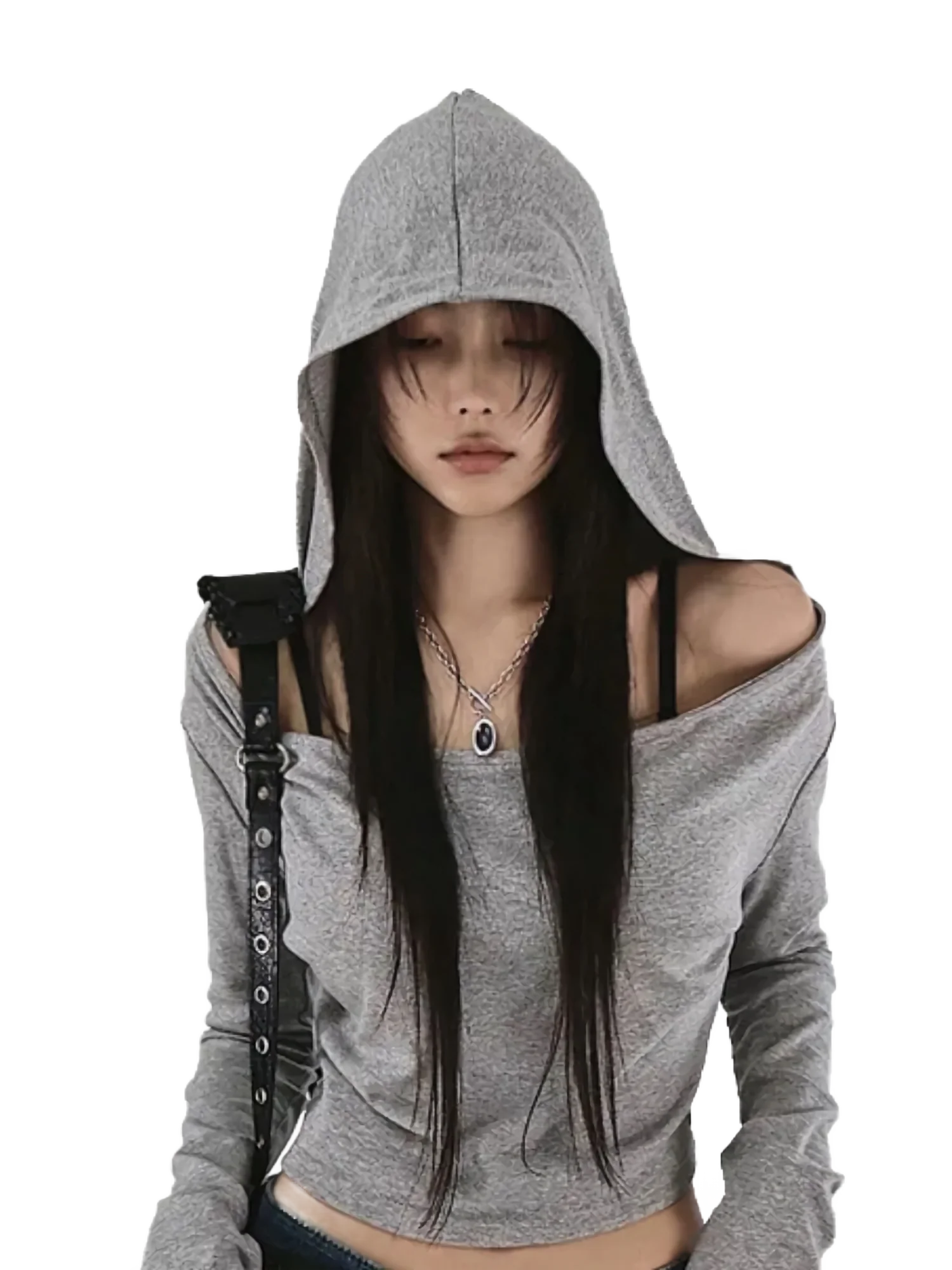 Minimalist Off-Shoulder Cropped Hoodie - Image 6