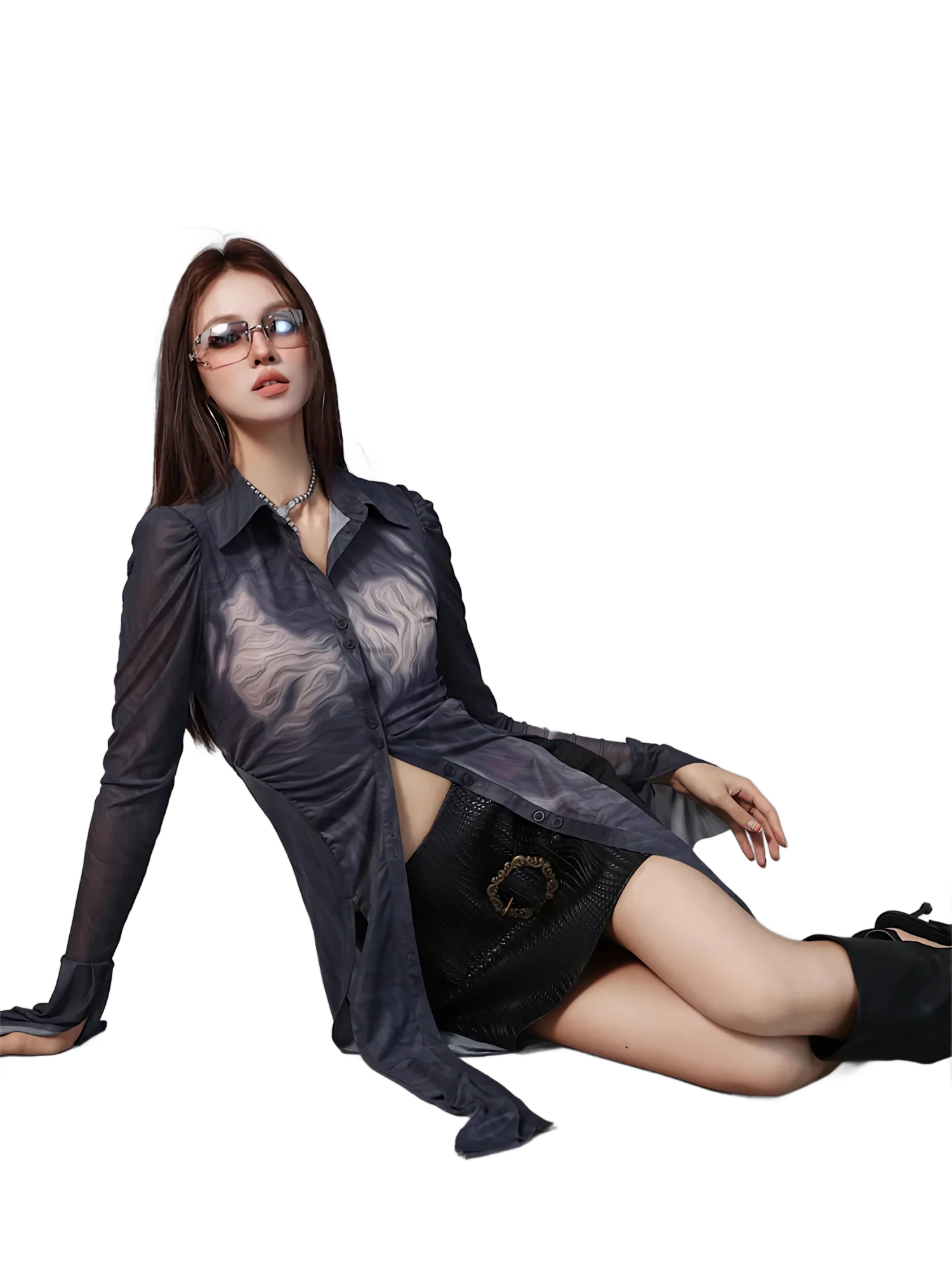 'Mist' Chiffon Flare Sleeve Blouse - Image 5