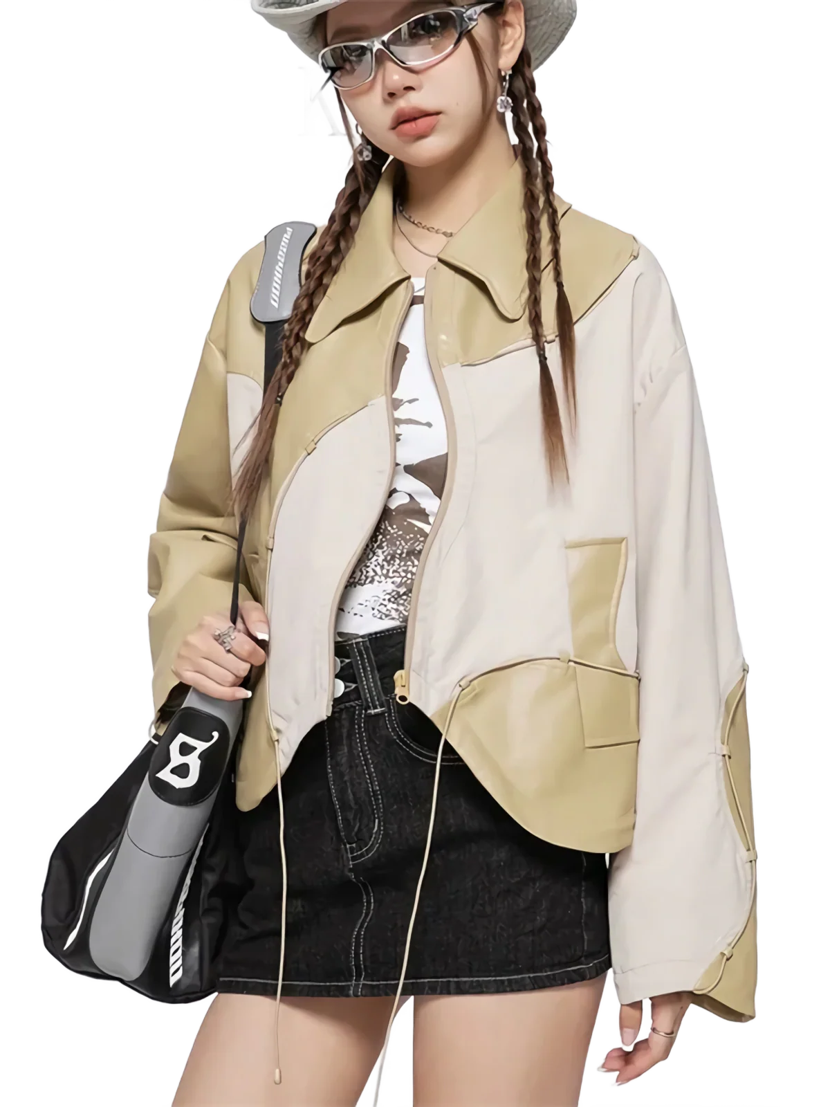 'Moto' Asymmetric Zip Leather Jacket - Image 2
