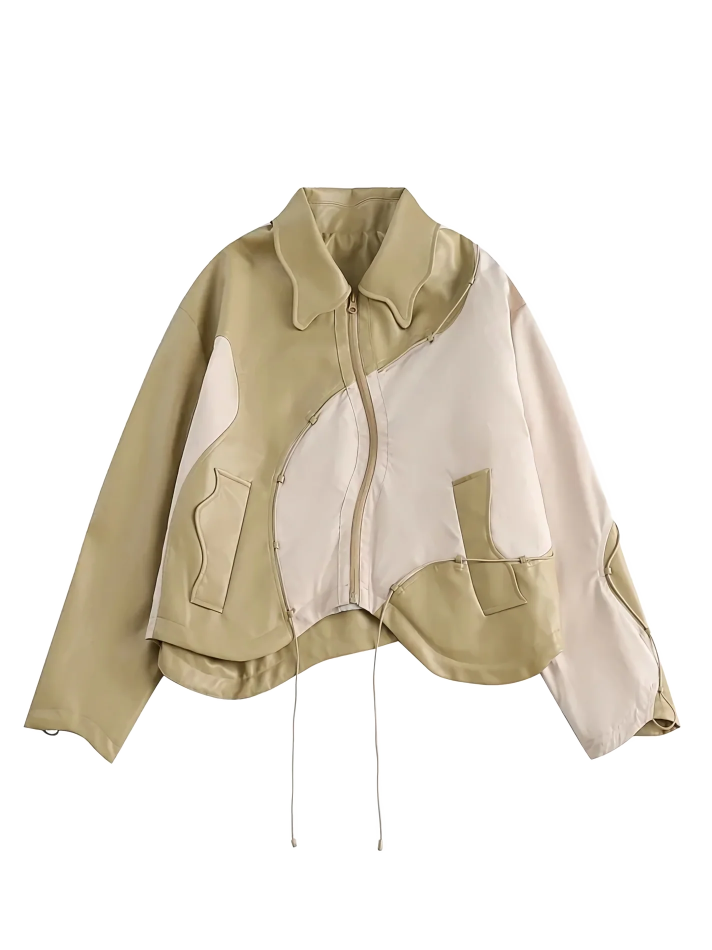 'Moto' Asymmetric Zip Leather Jacket - Image 5