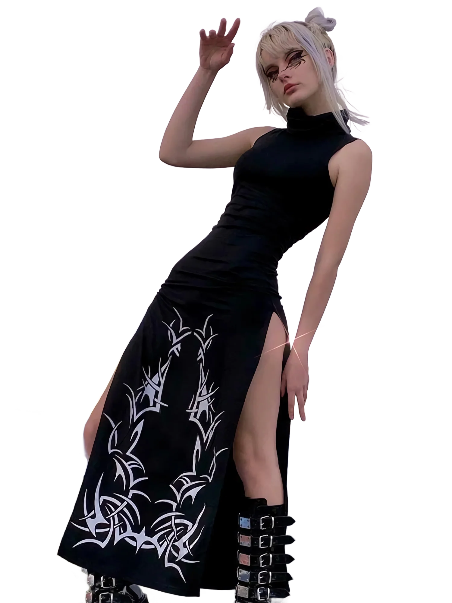 'Mystic' Tribal Print High Slit Maxi Dress - Image 3