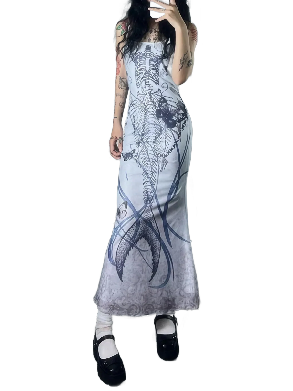 'Naga' Skeleton Print Camisole Dress - Image 3