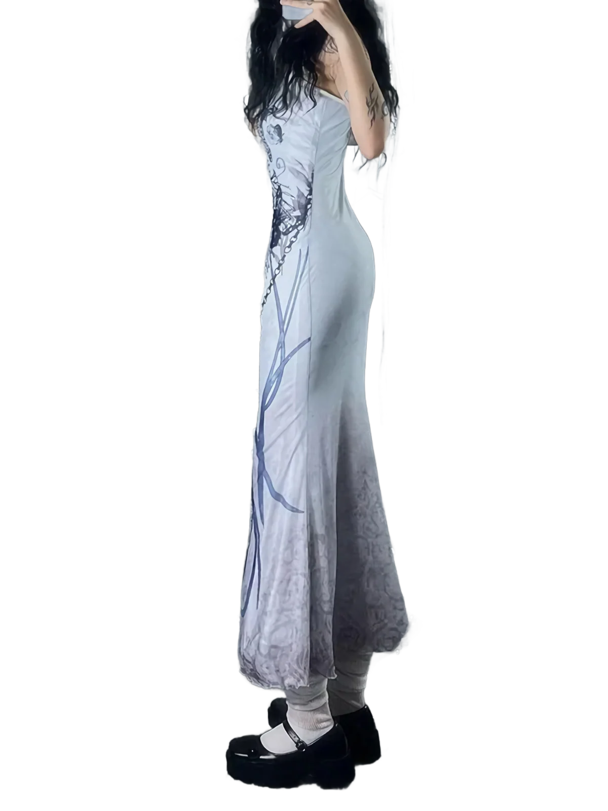 'Naga' Skeleton Print Camisole Dress - Image 4