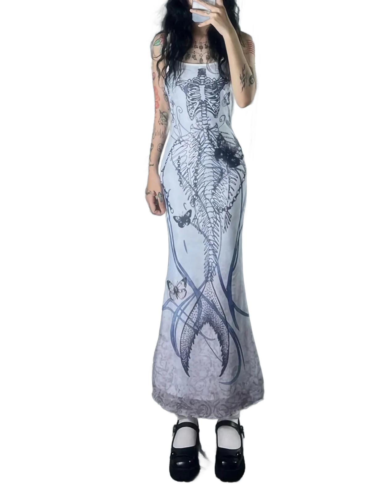 'Naga' Skeleton Print Camisole Dress - Image 5