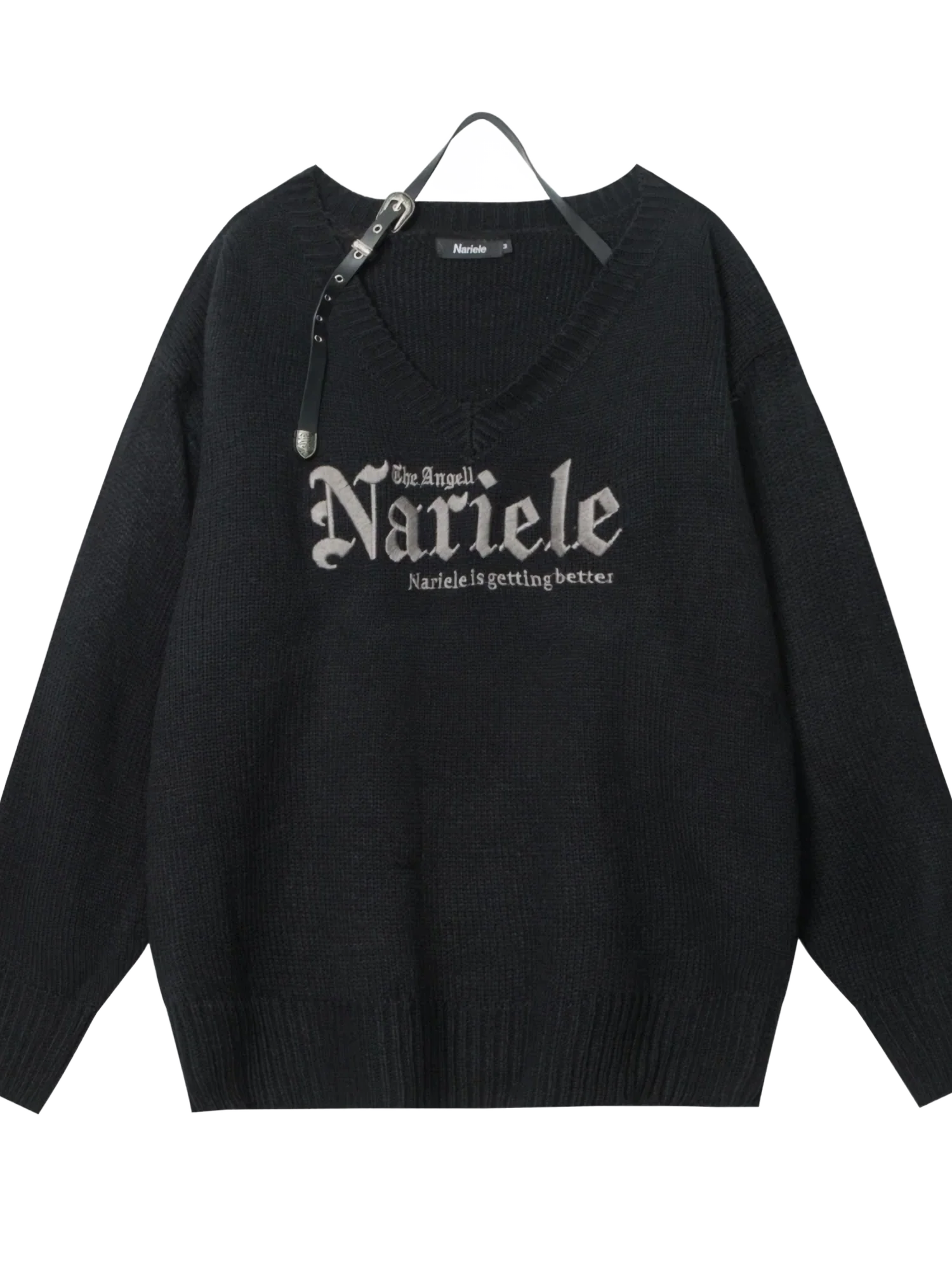 Nariele Belted V-Neck Knit Sweater - Image 10