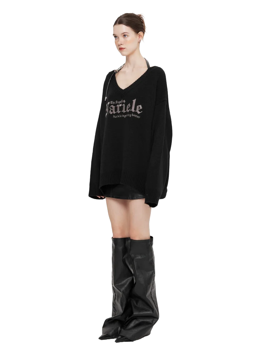 Nariele Belted V-Neck Knit Sweater - Image 6
