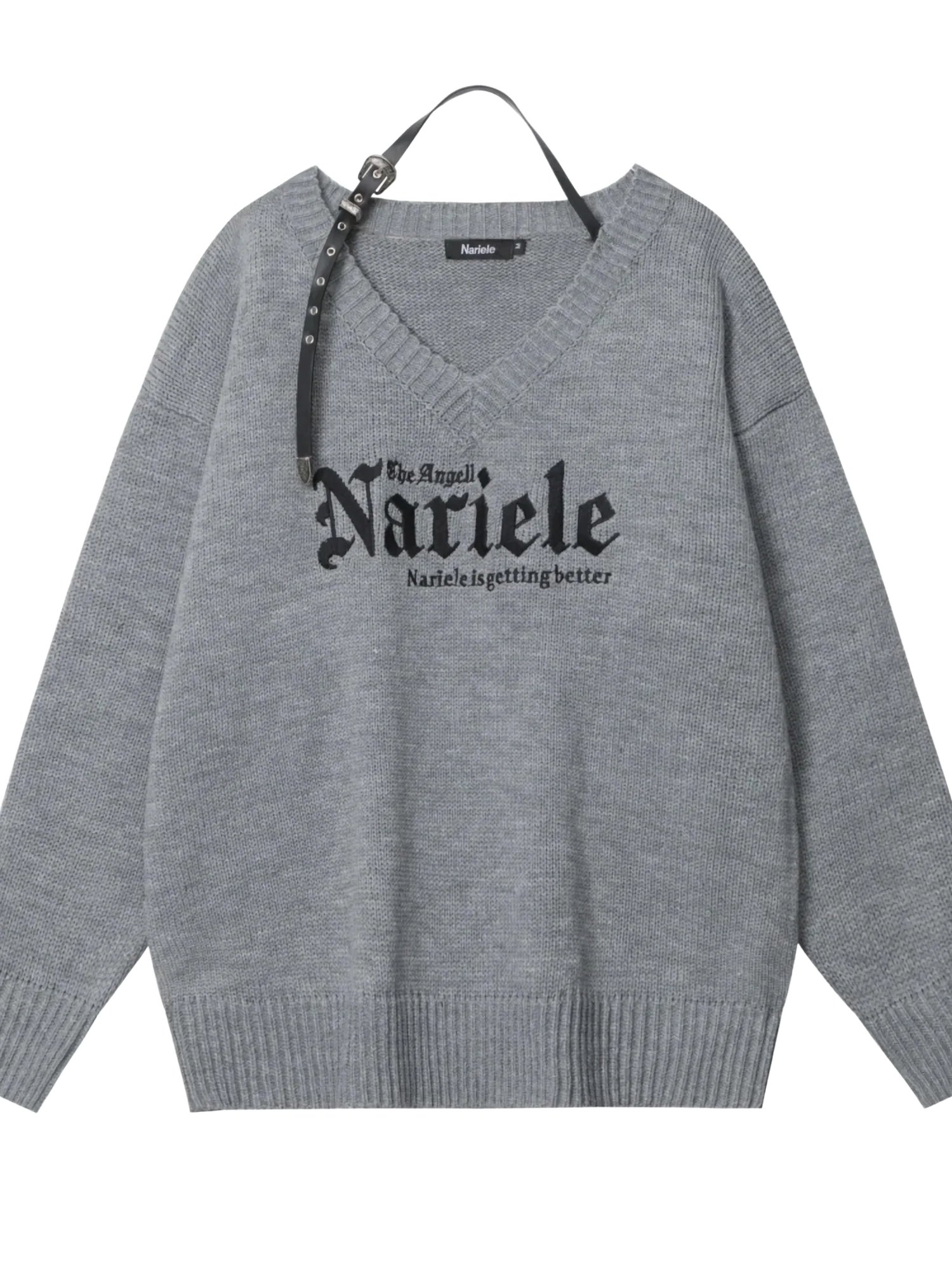 Nariele Belted V-Neck Knit Sweater - Image 9