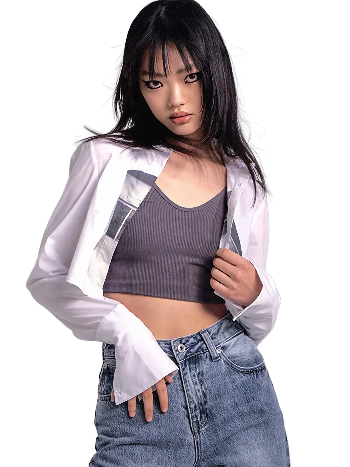 'Night Shift' Cropped Button Up Shirt - Image 2