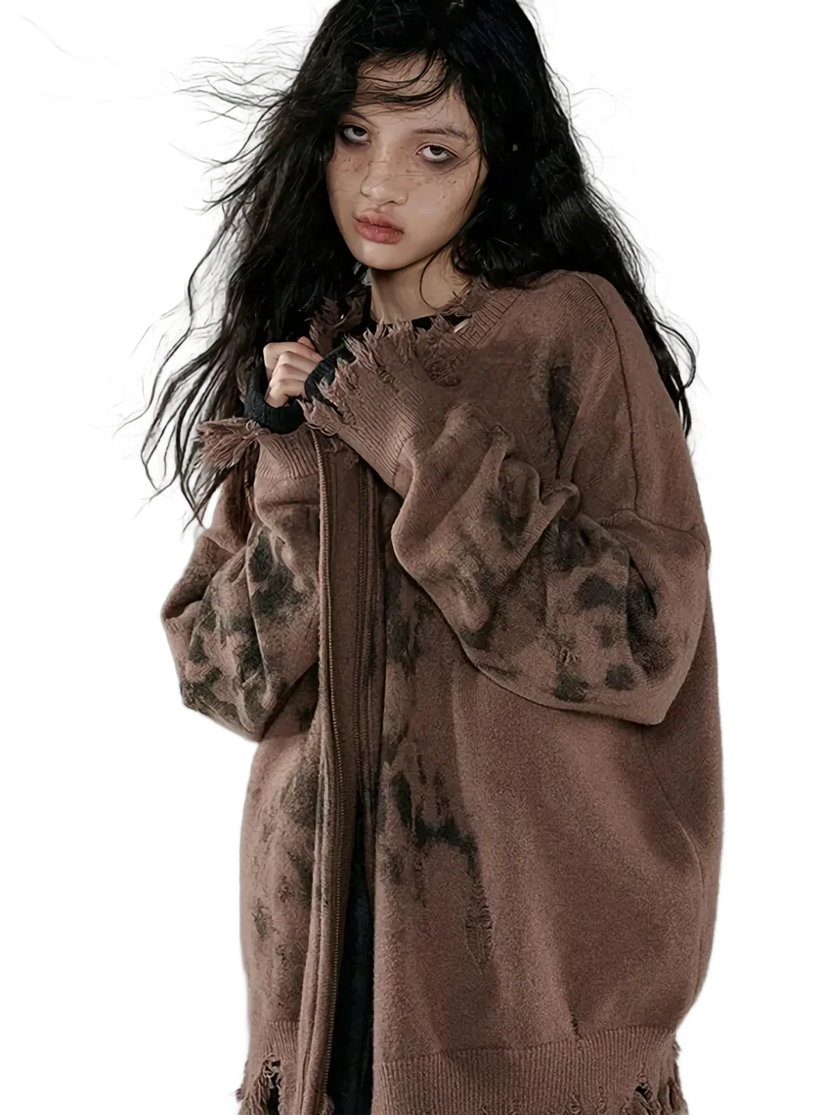 'Noctis' Ink-Wash Knit Cardigan - Image 2
