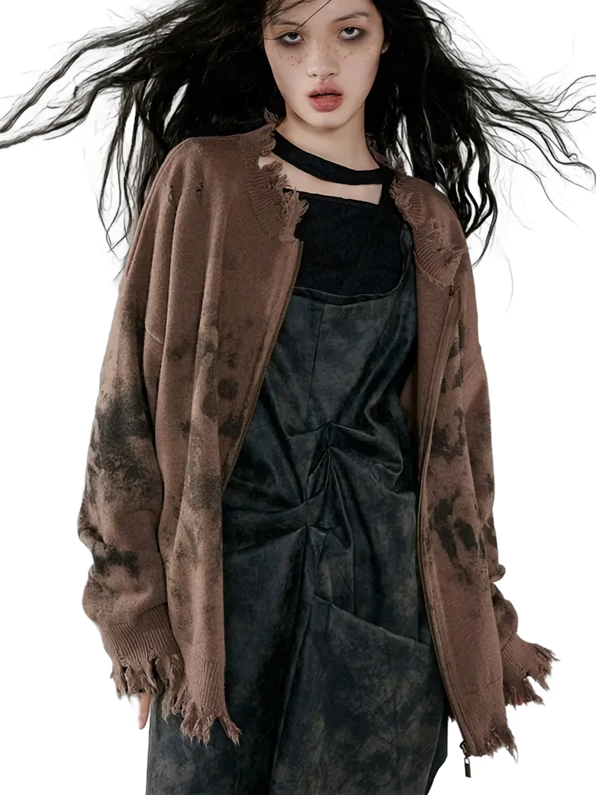 'Noctis' Ink-Wash Knit Cardigan - Image 5