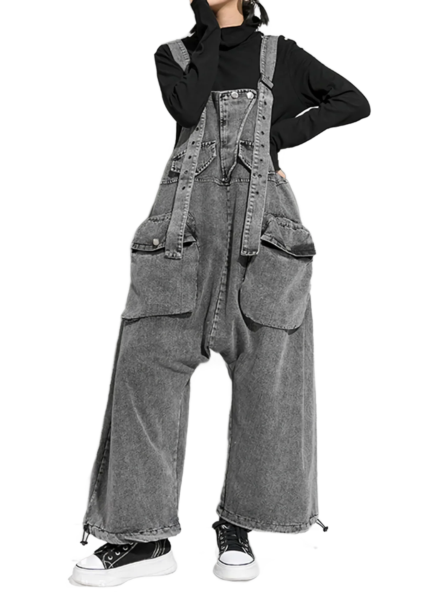 Oversized Wide-Leg Denim Overalls - Image 2