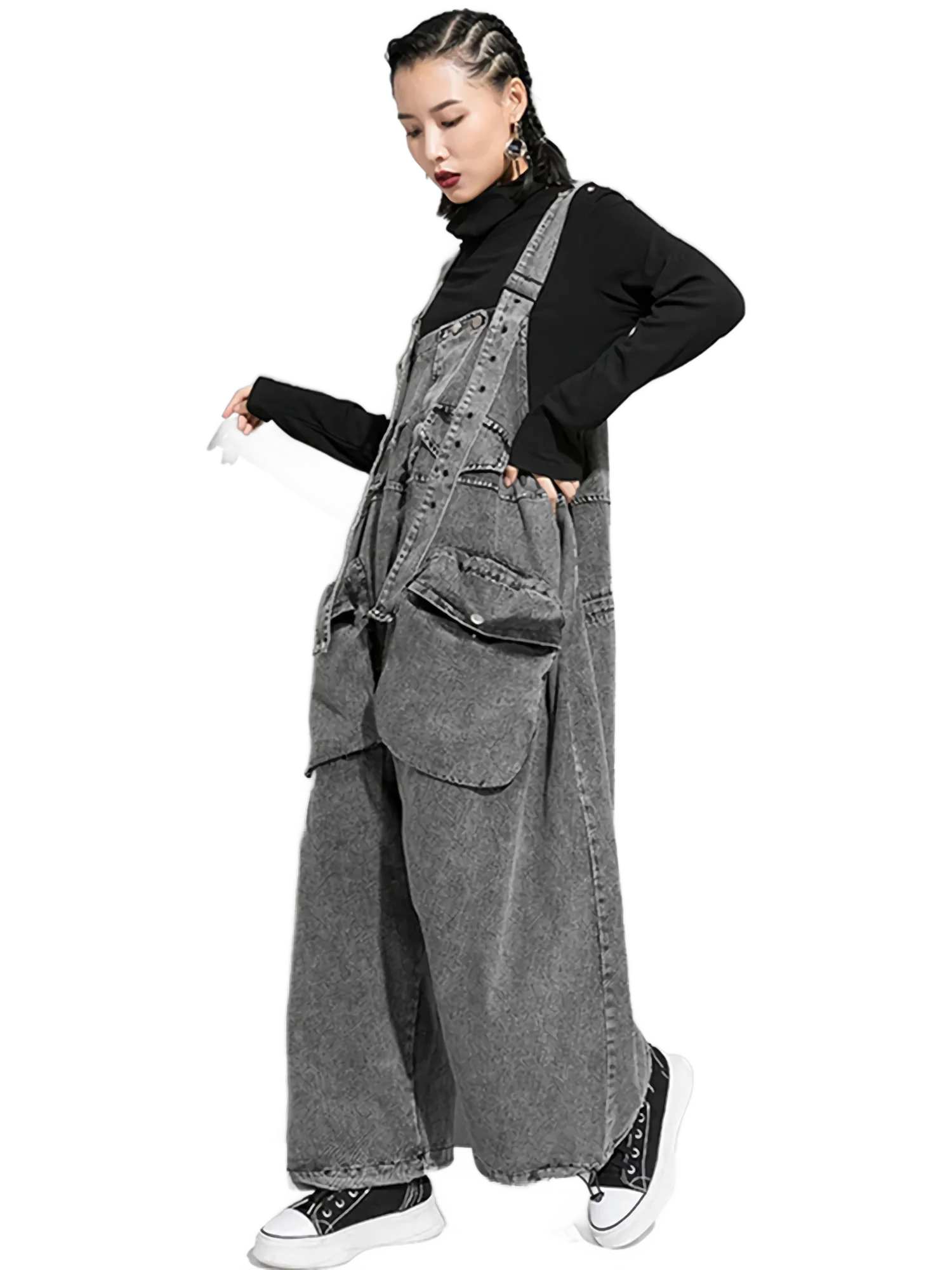 Oversized Wide-Leg Denim Overalls - Image 6
