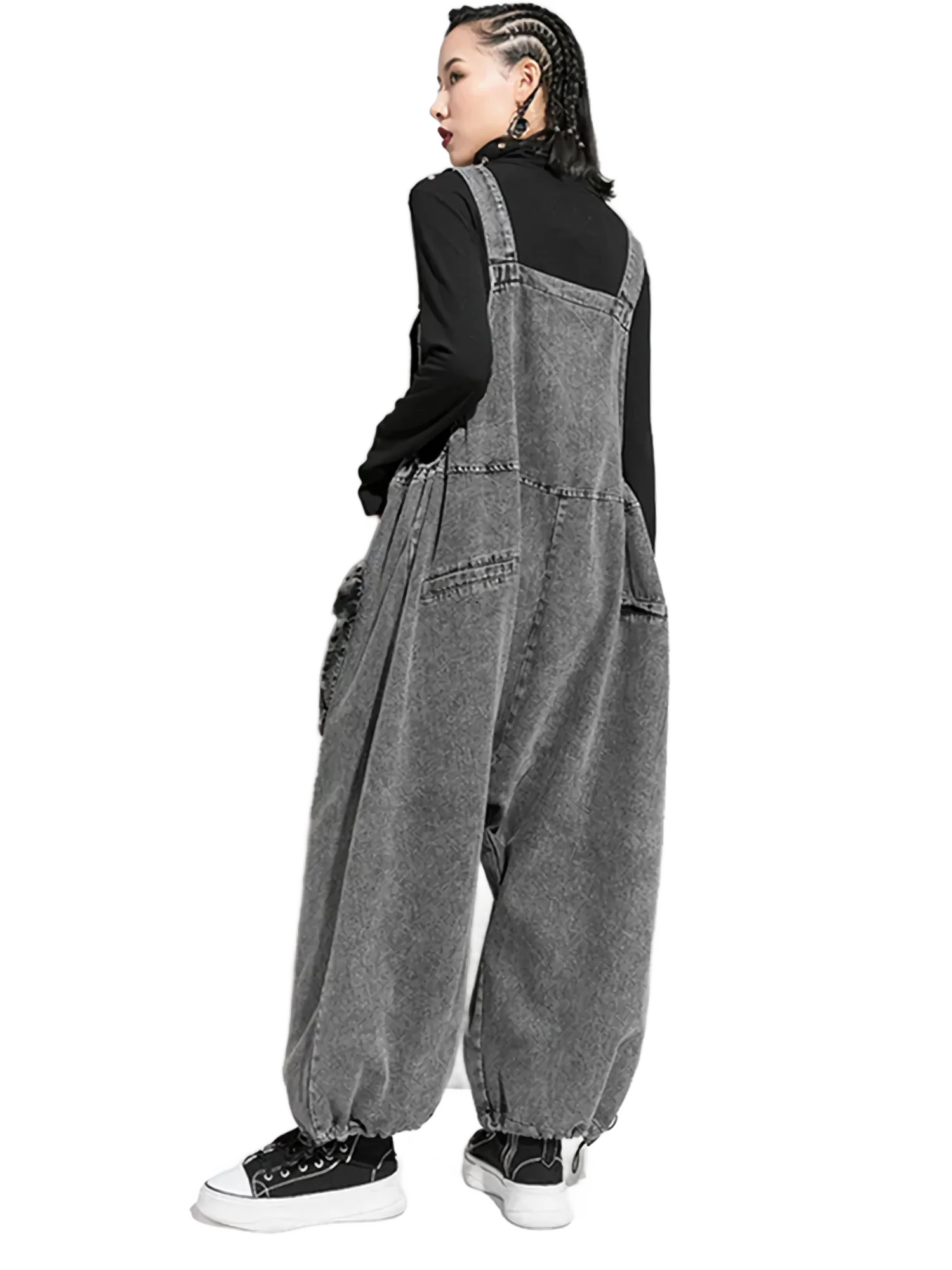 Oversized Wide-Leg Denim Overalls - Image 8