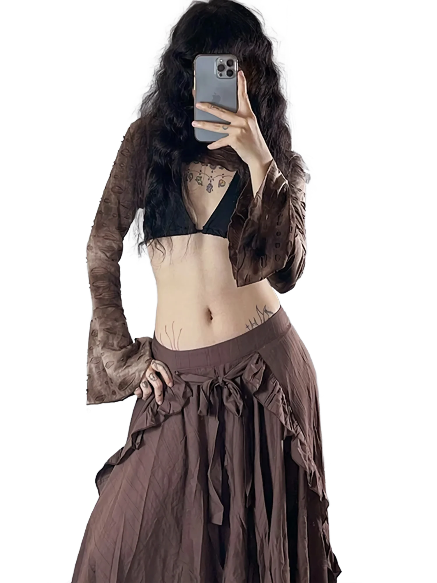 Pastel Earth Tone Cascading Maxi Skirt - Image 6