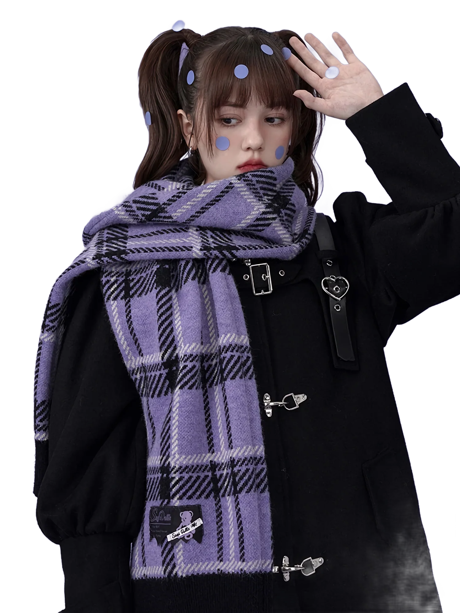 Patched Chunky Plaid Scarf - Image 2