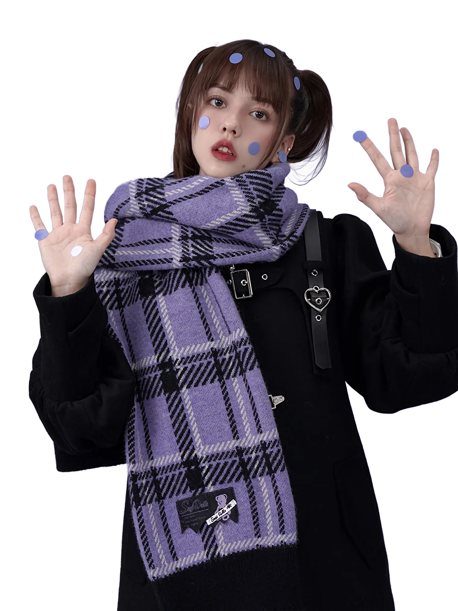 Patched Chunky Plaid Scarf - Image 3