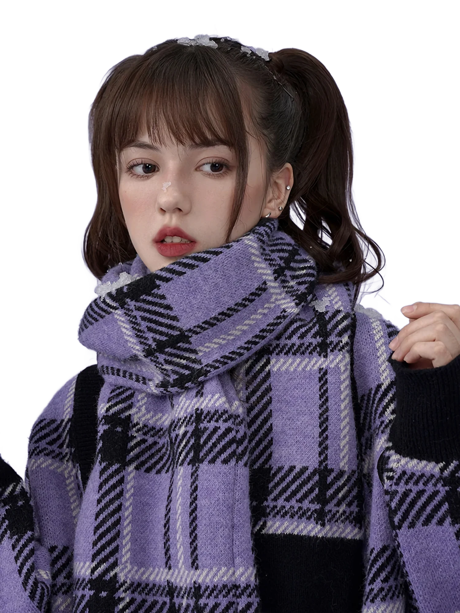 Patched Chunky Plaid Scarf - Image 4