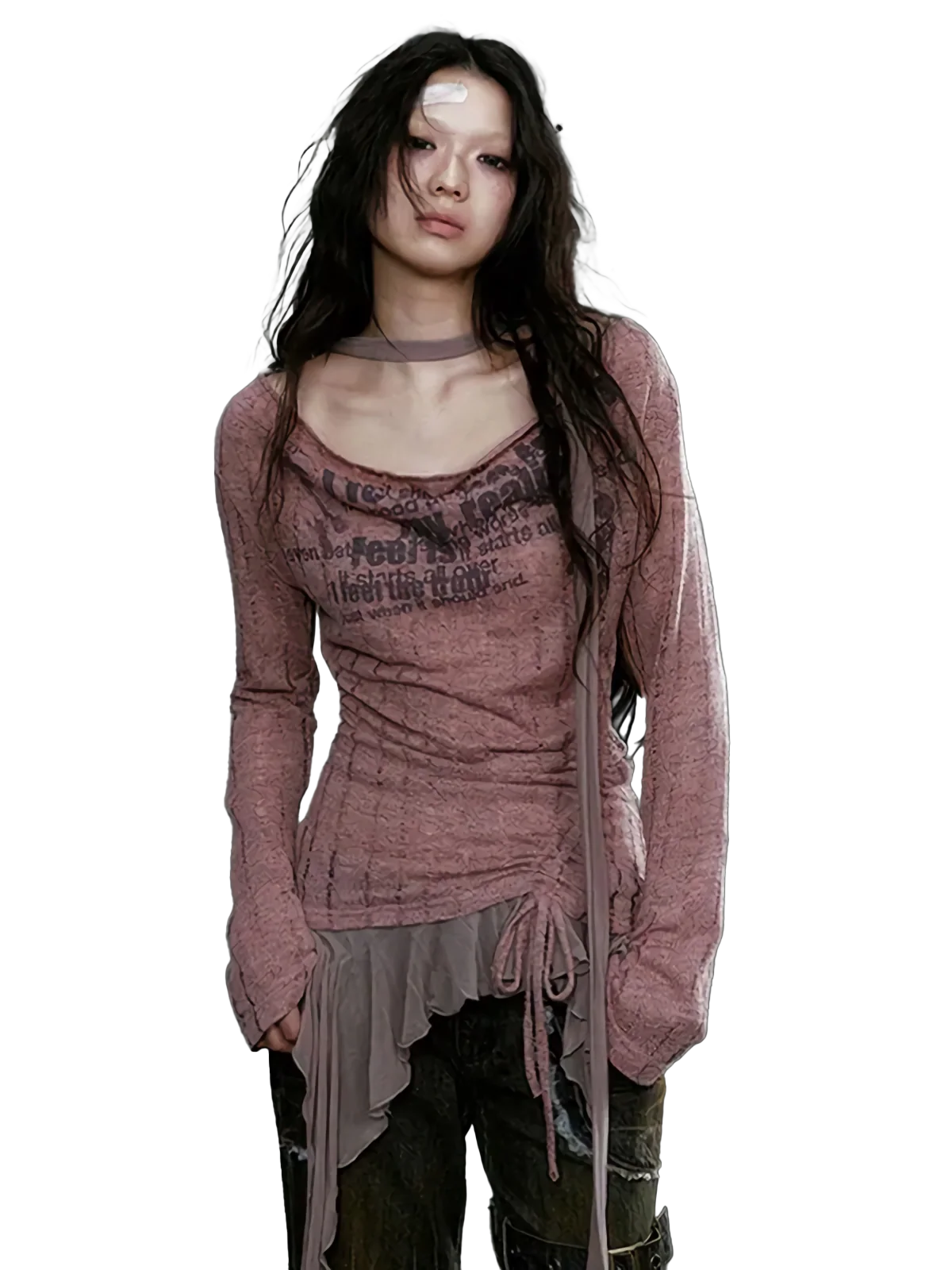 'Phantom' Distressed Long Sleeve Knit Top