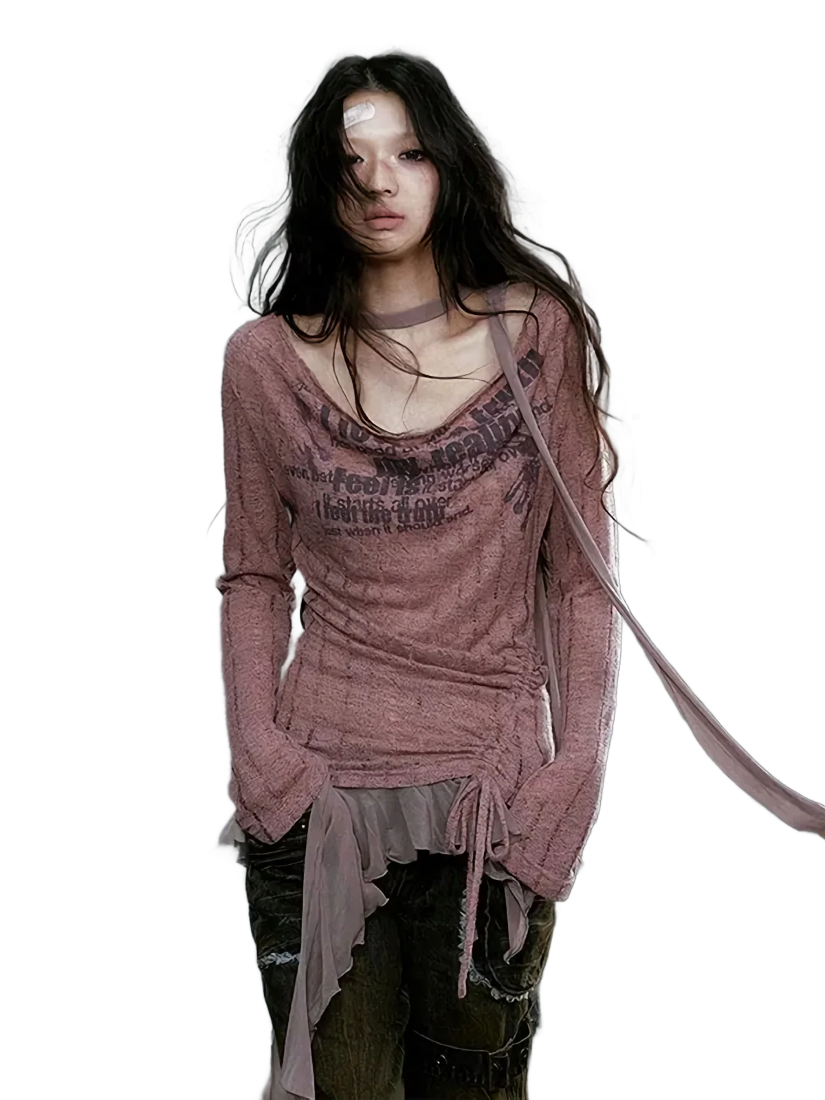 'Phantom' Distressed Long Sleeve Knit Top - Image 3