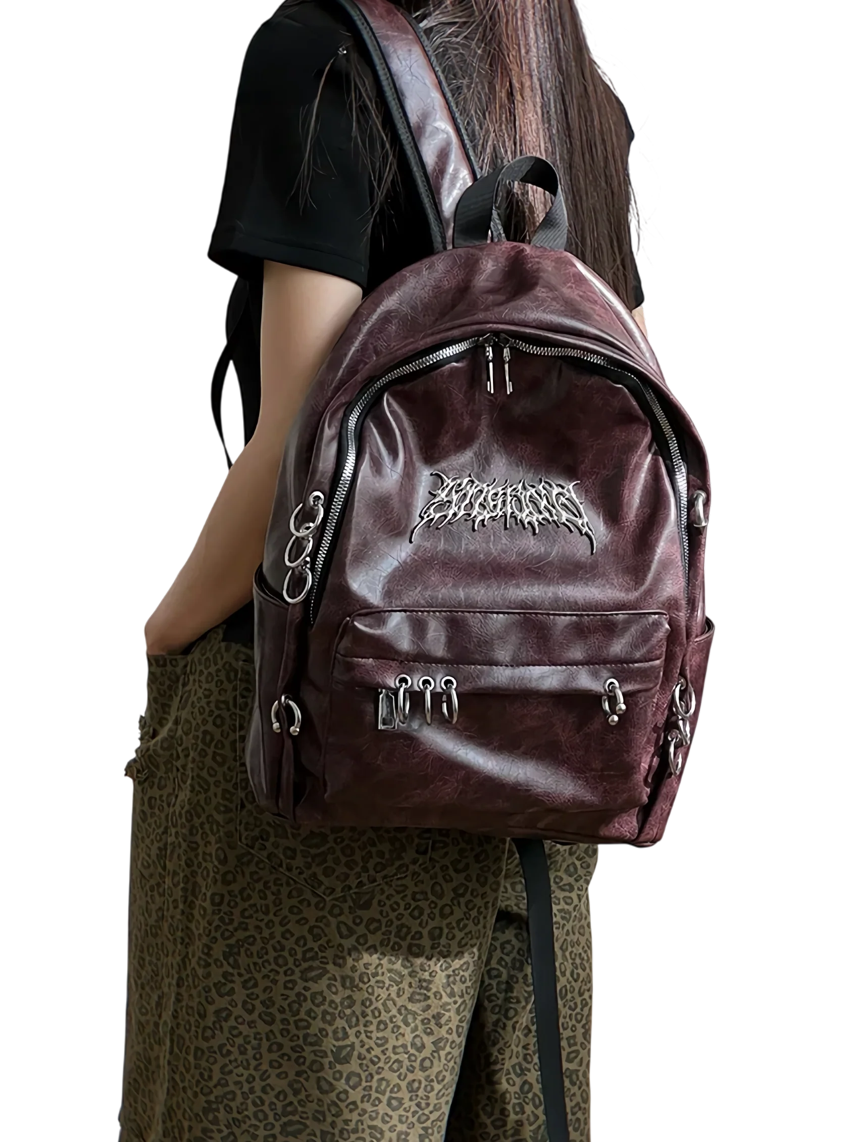 'Pierced' Faux Leather Backpack